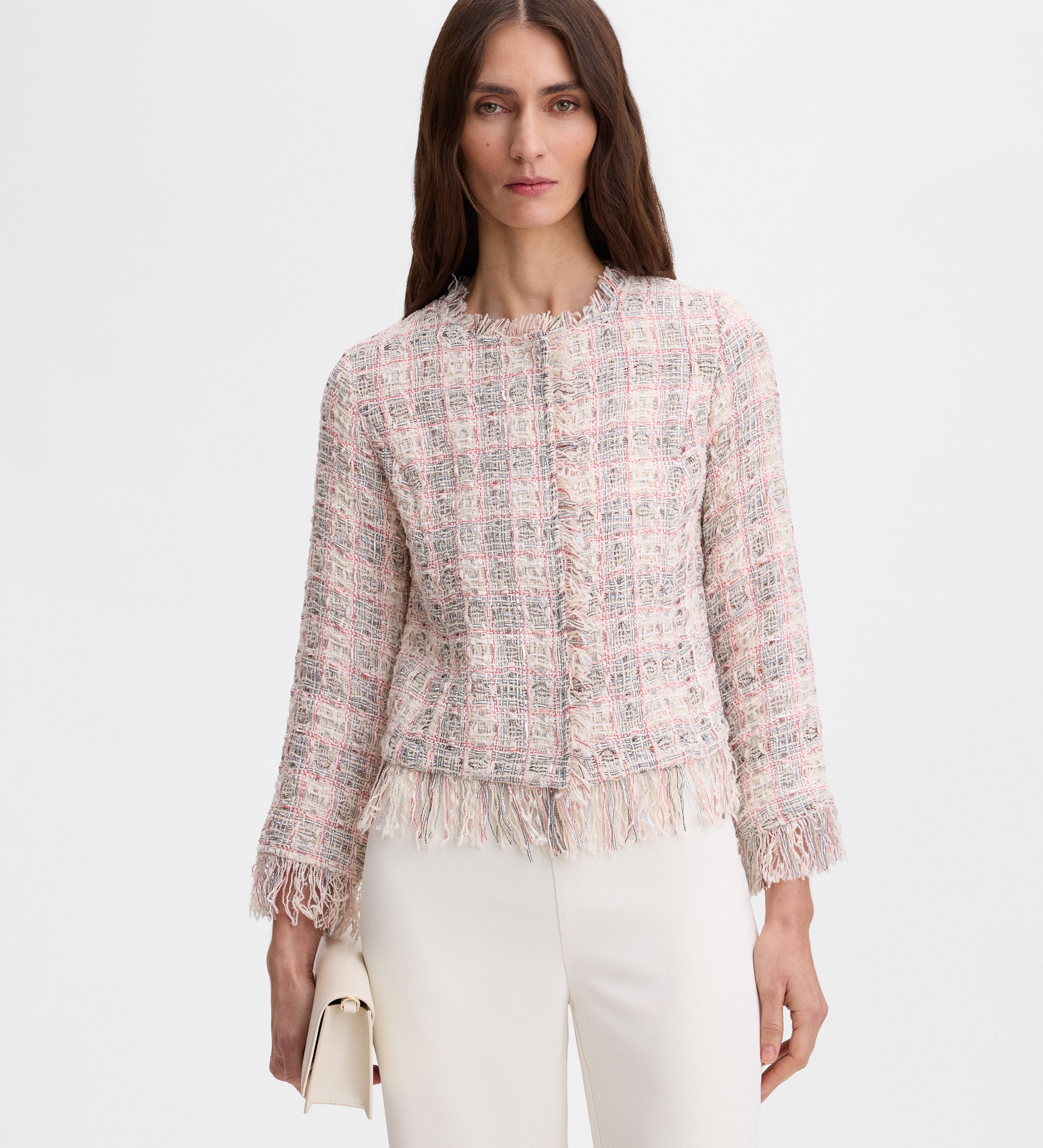 Chaqueta tweed desflecados