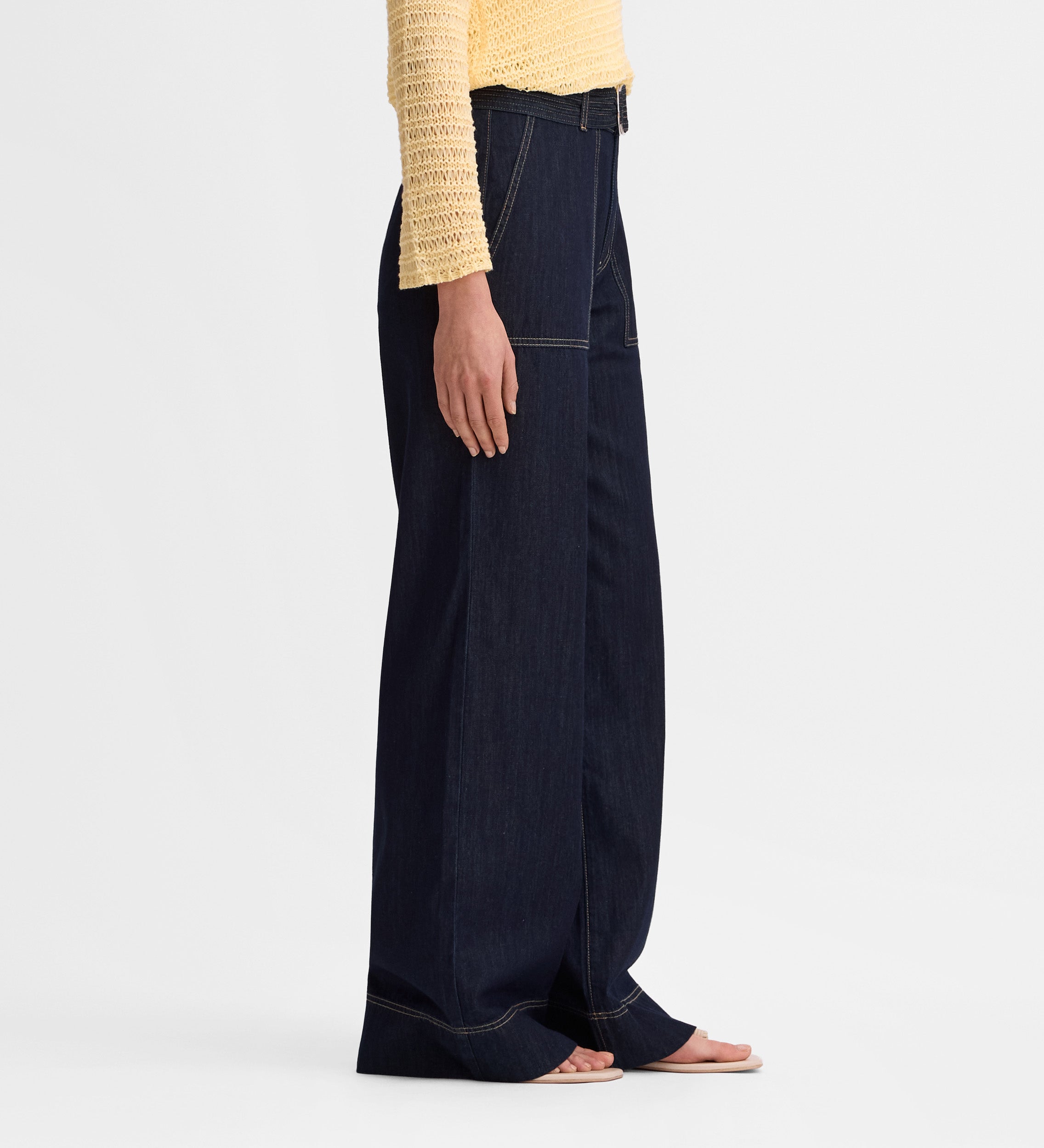 Denim pants with stitching