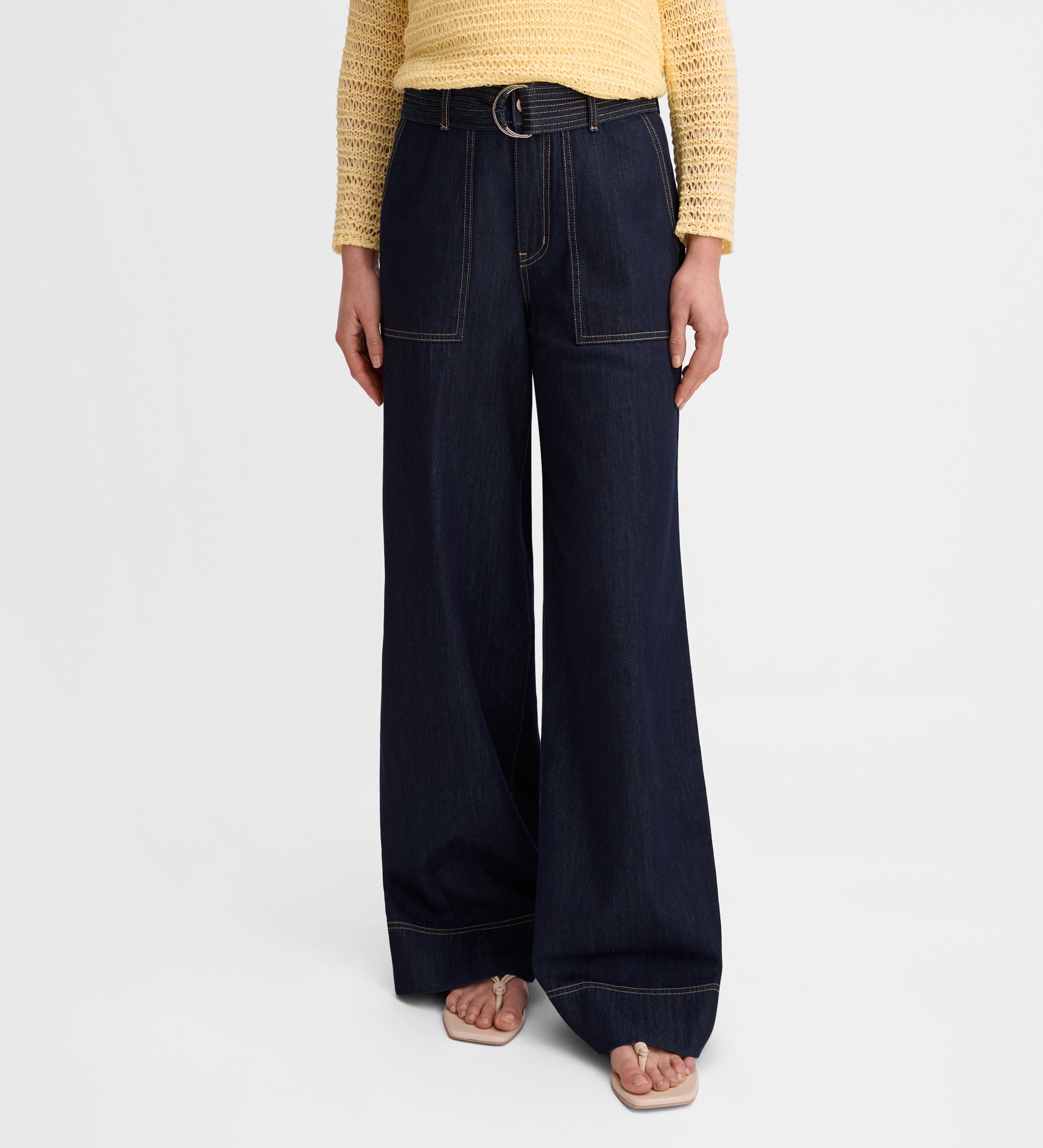 Denim pants with stitching