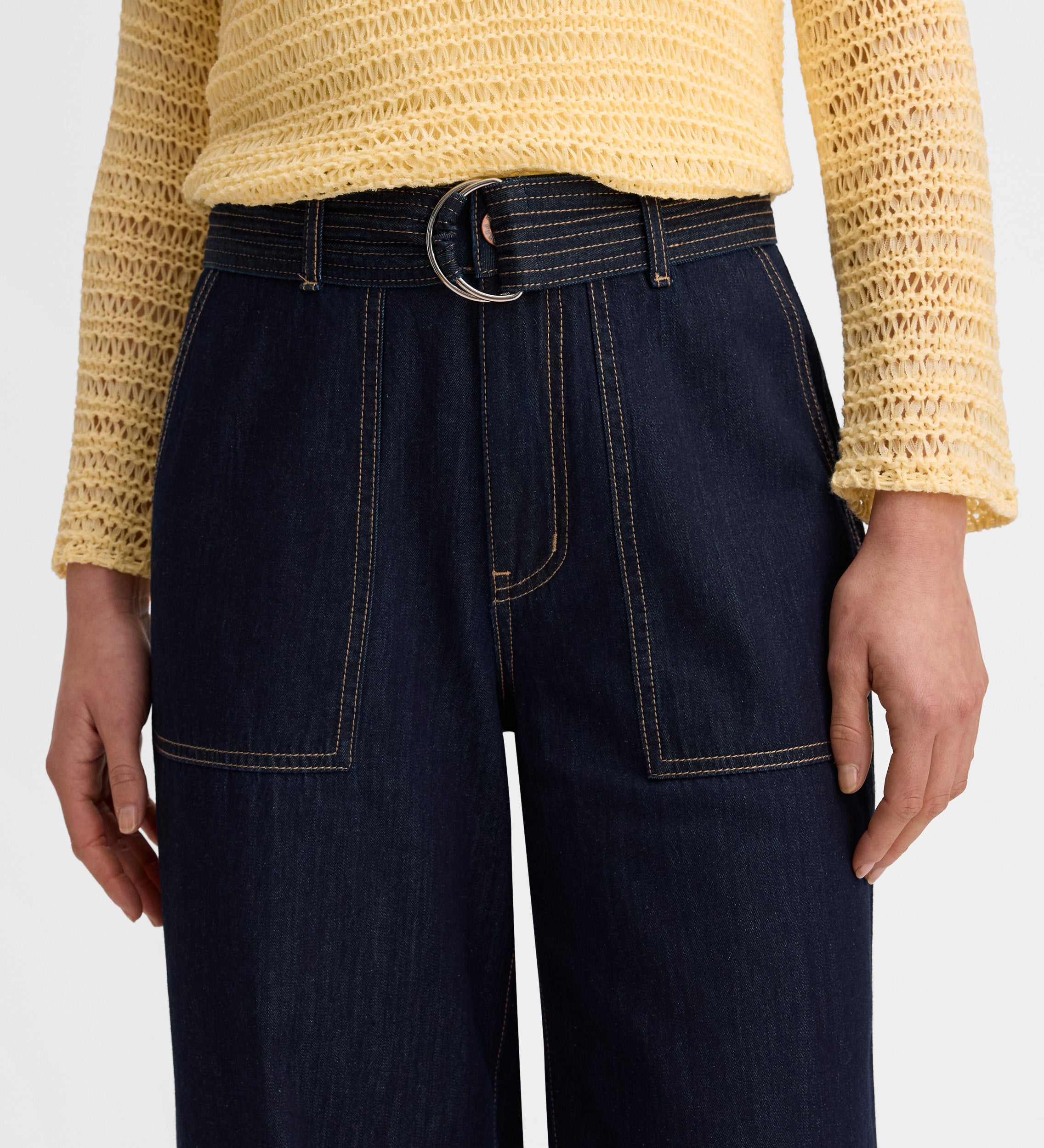 Denim pants with stitching