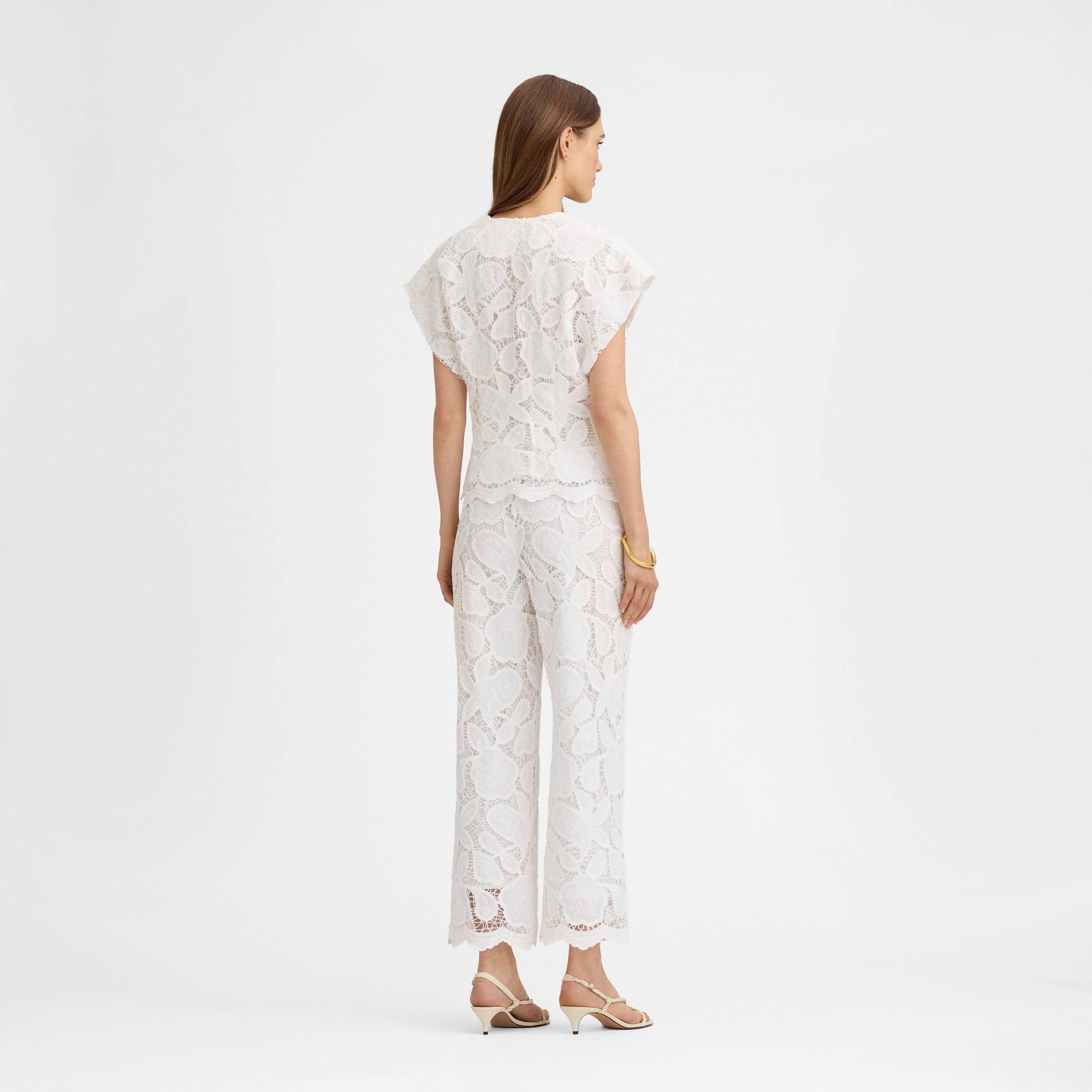 Embroidered guipure top