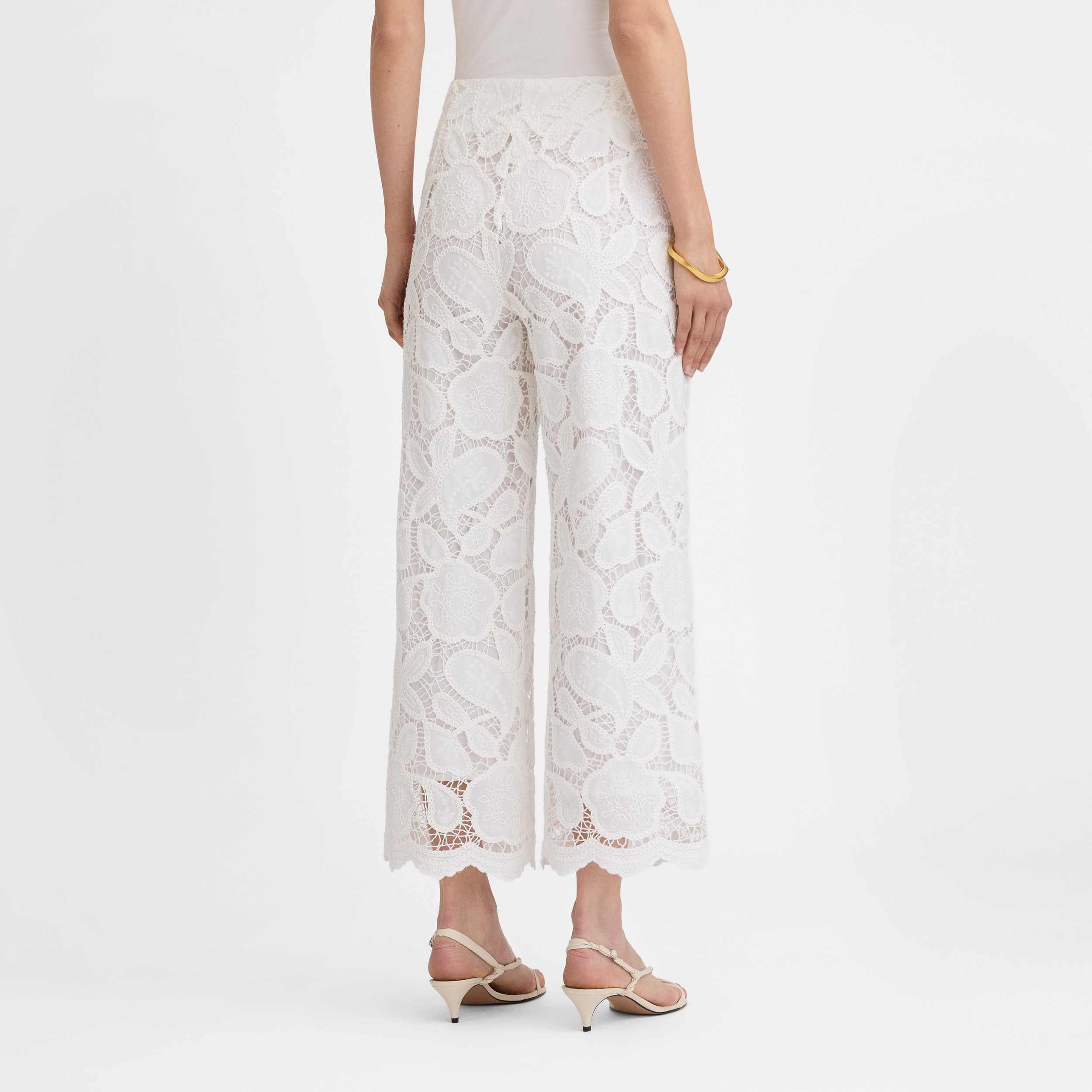 Embroidered guipure crop pants