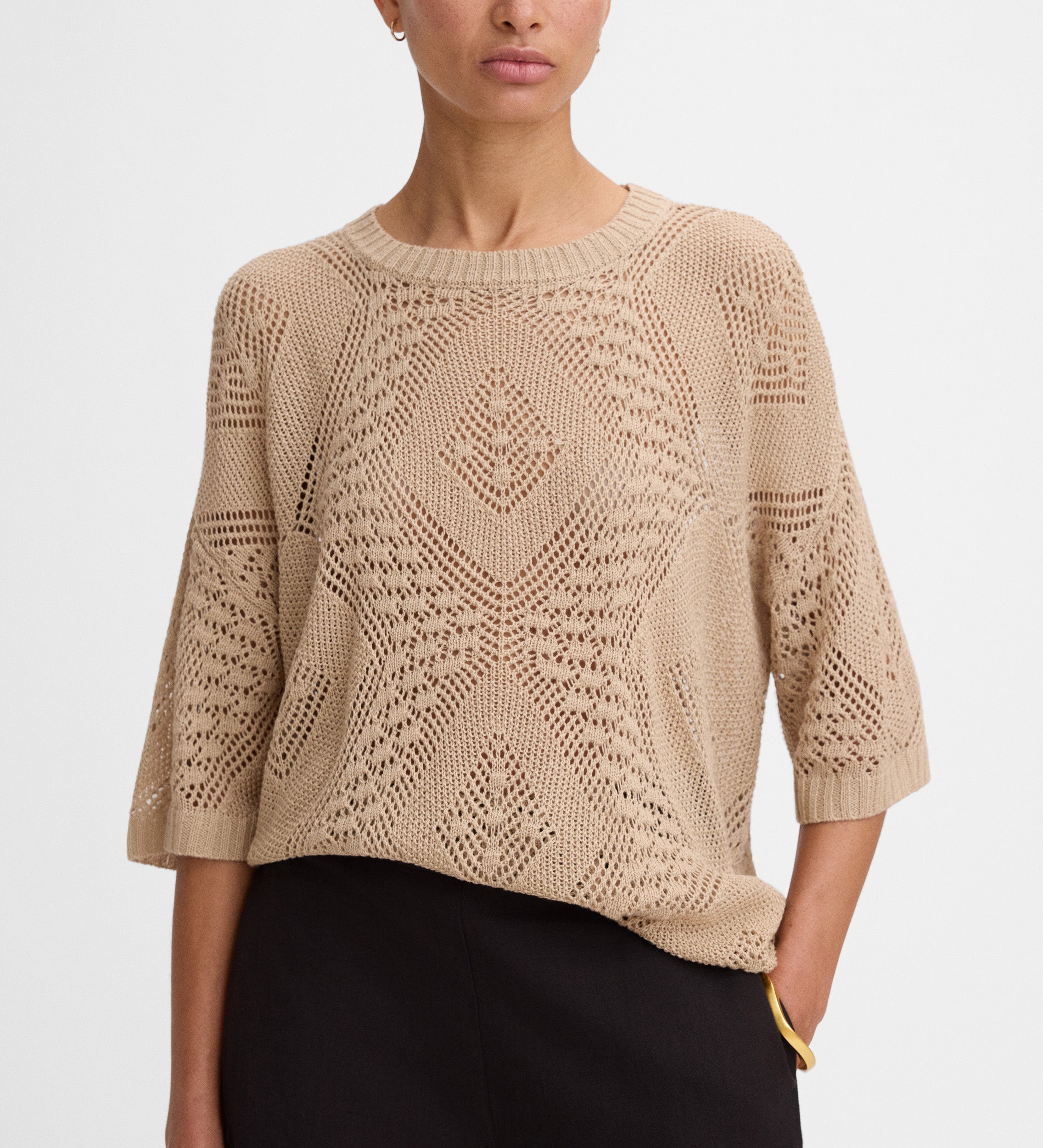 Openwork knit sweater