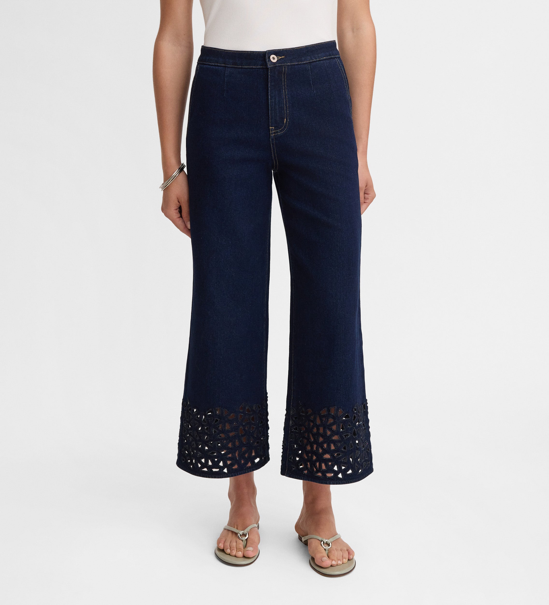 Cropped cut-out denim pants