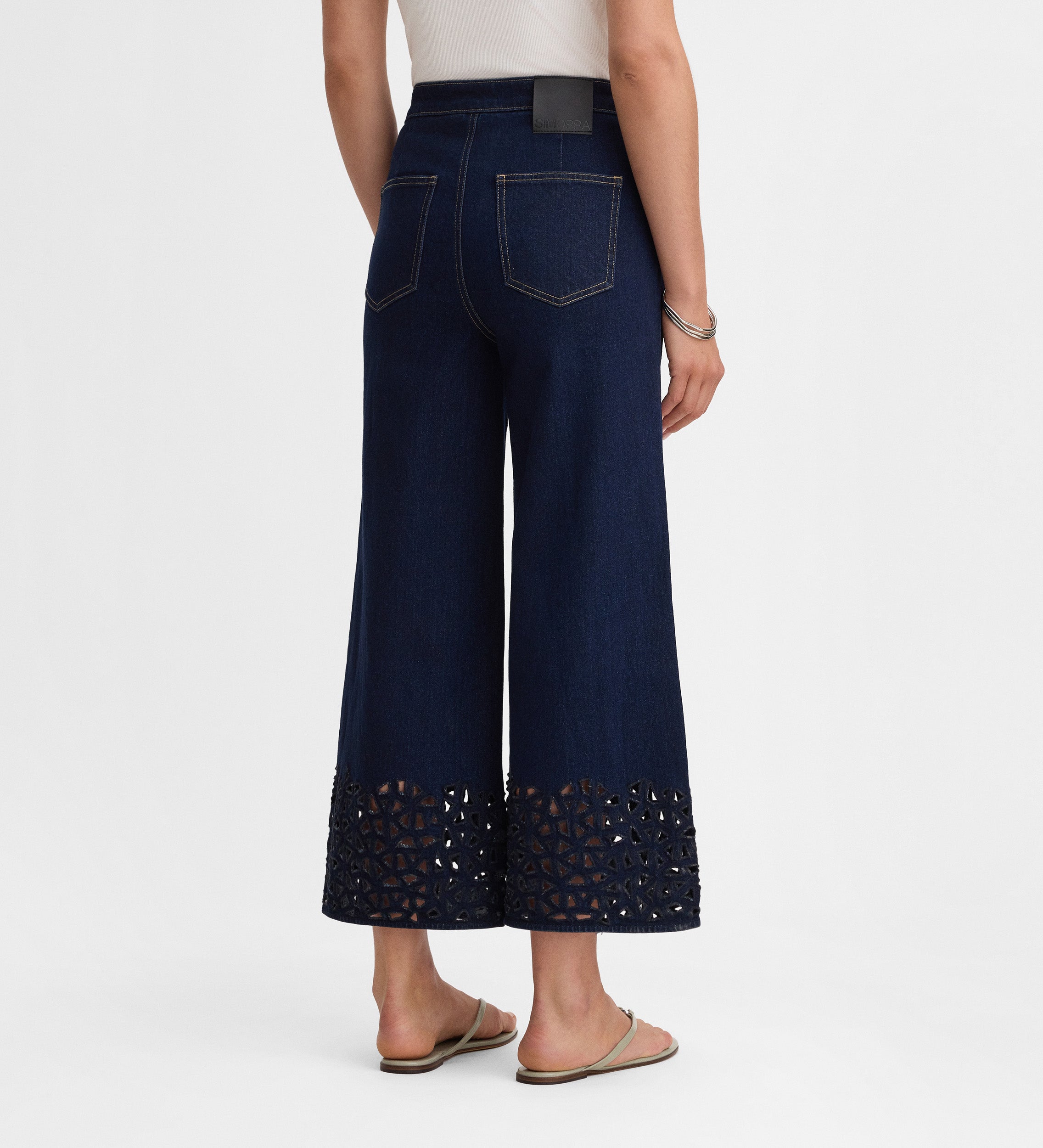 Cropped cut-out denim pants