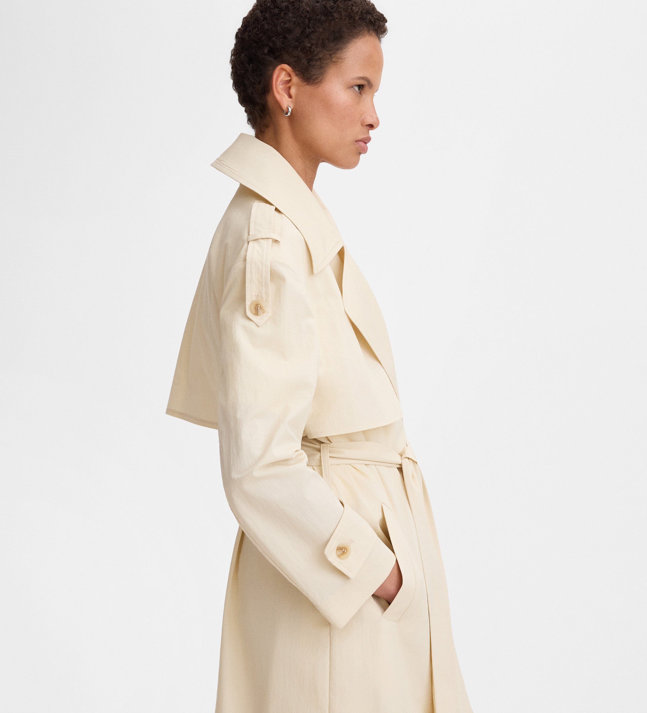 Technical fabric trench coat