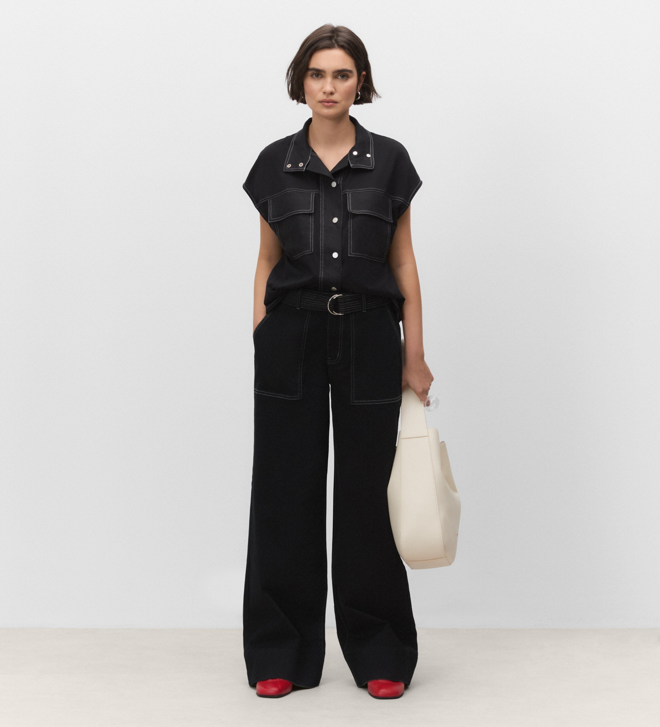 Denim pants with stitching