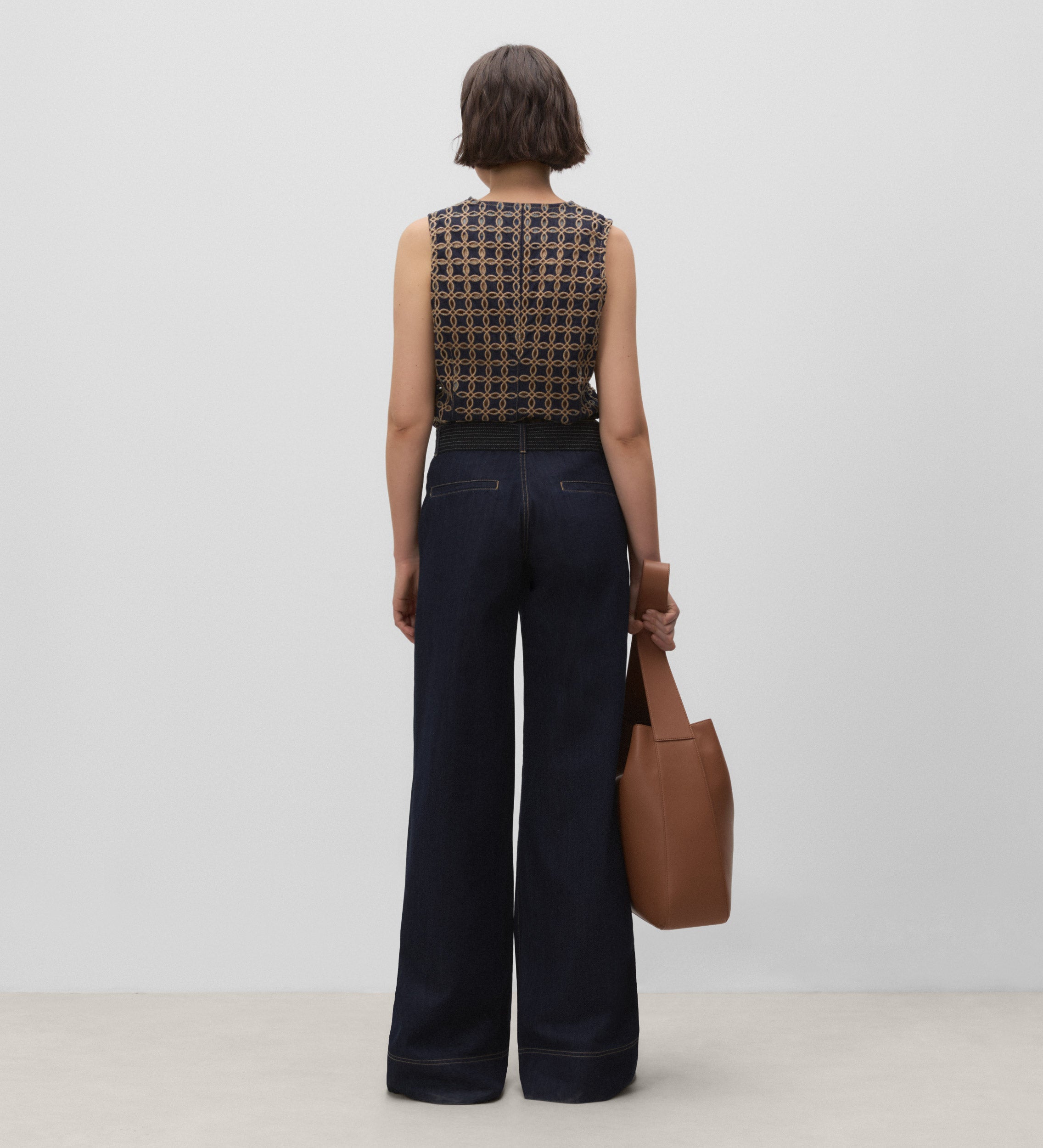 Denim pants with stitching