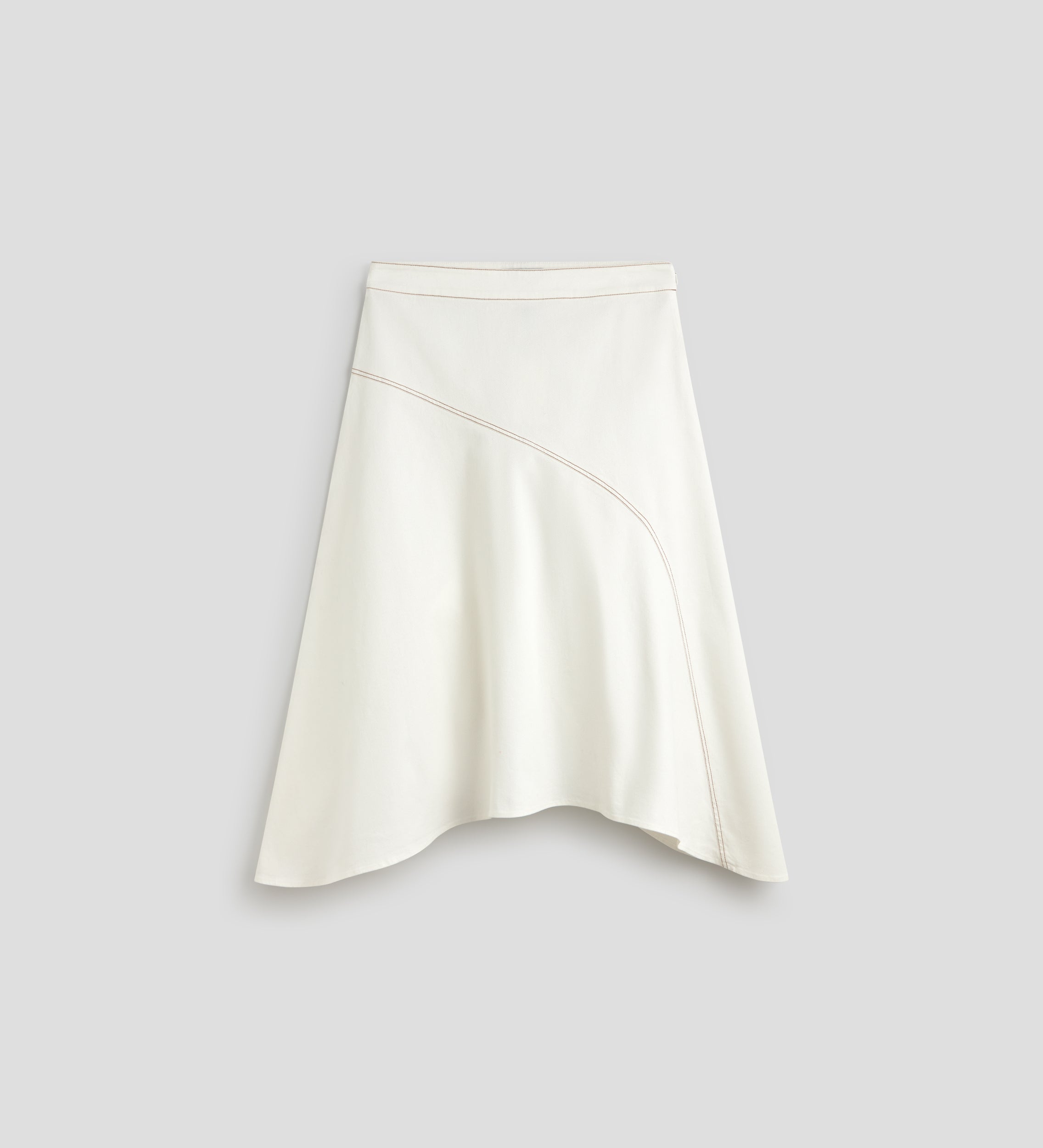 Asymmetrical skirt with contrast stitching