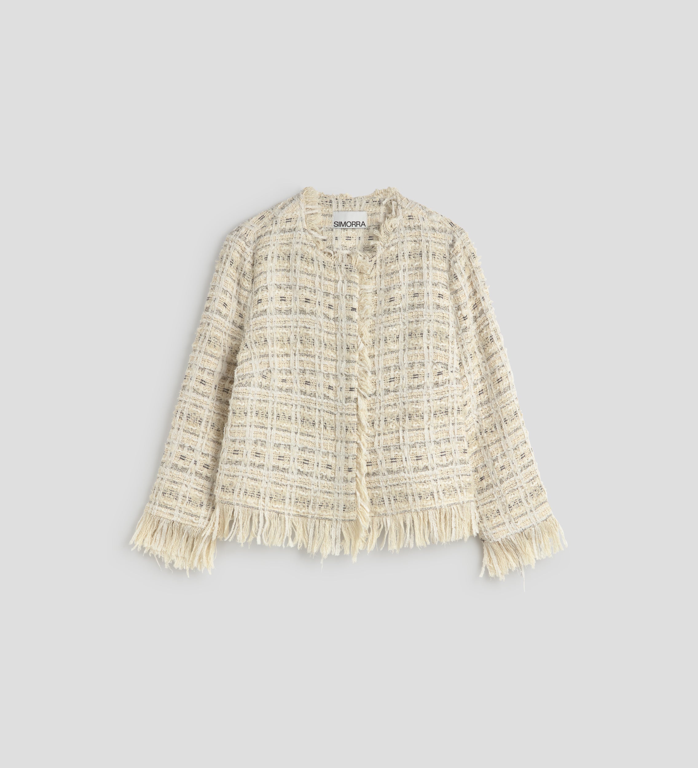Chaqueta tweed flecos