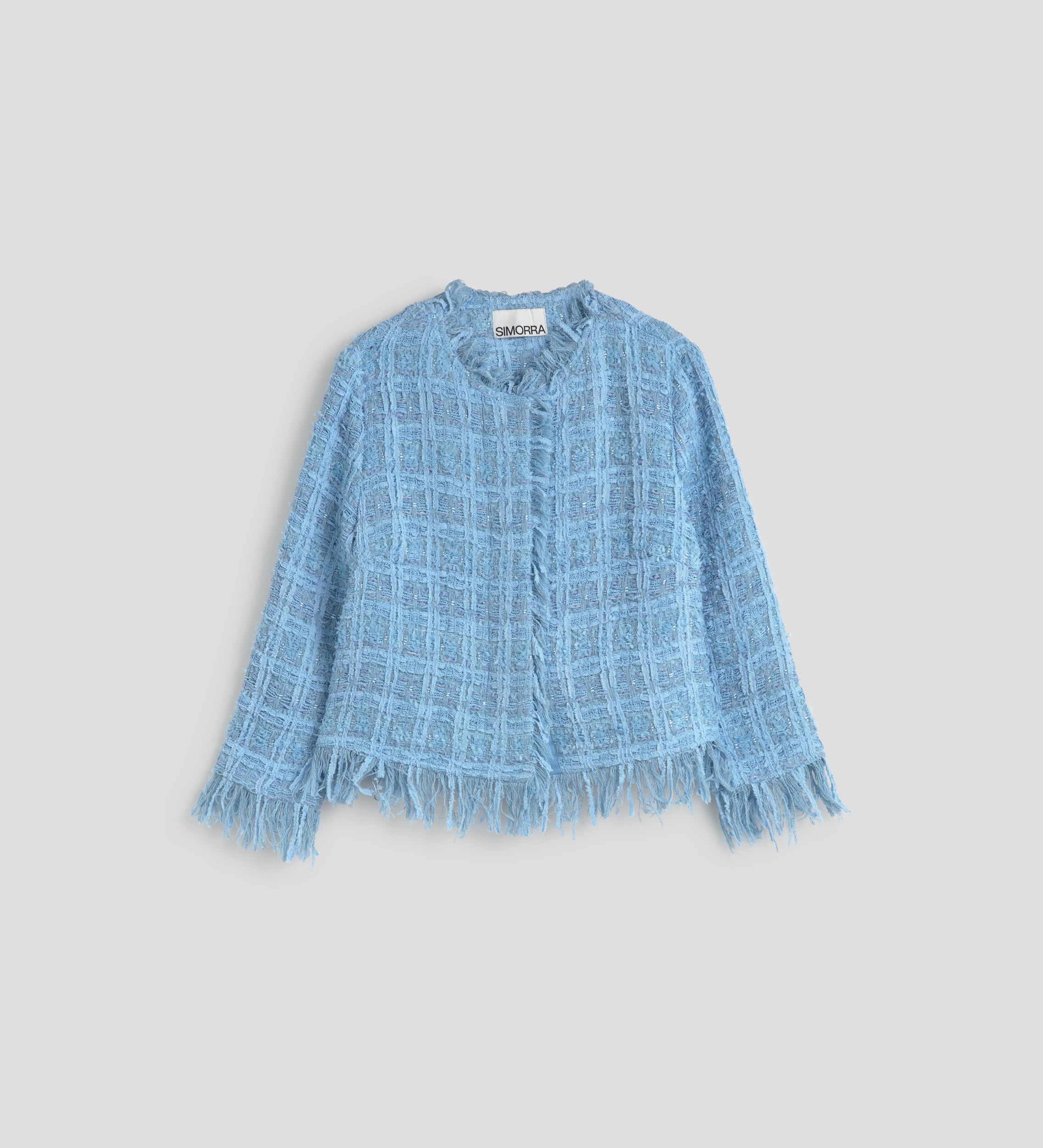 Chaqueta tweed flecos