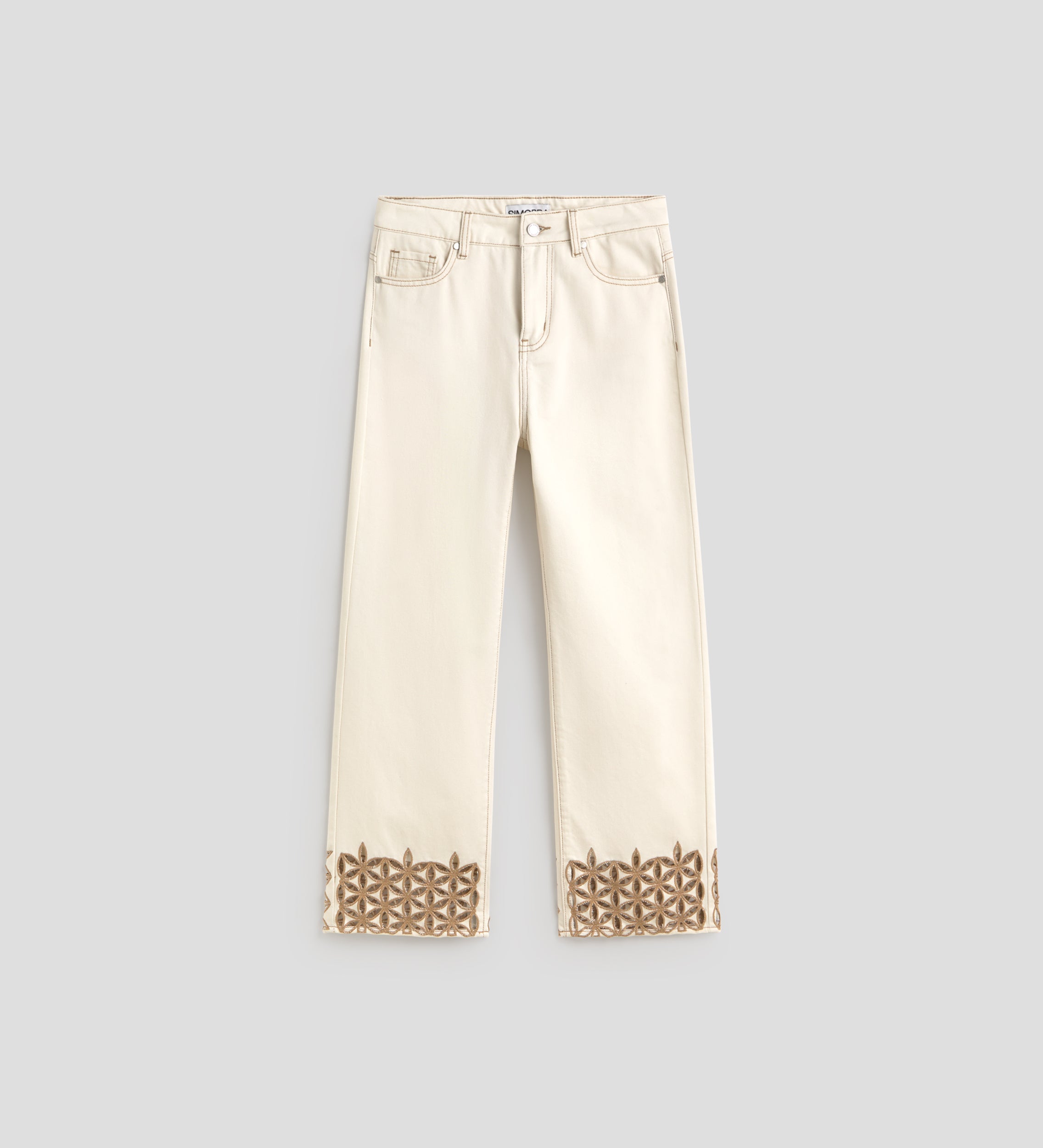 Decorative embroidered cropped pants