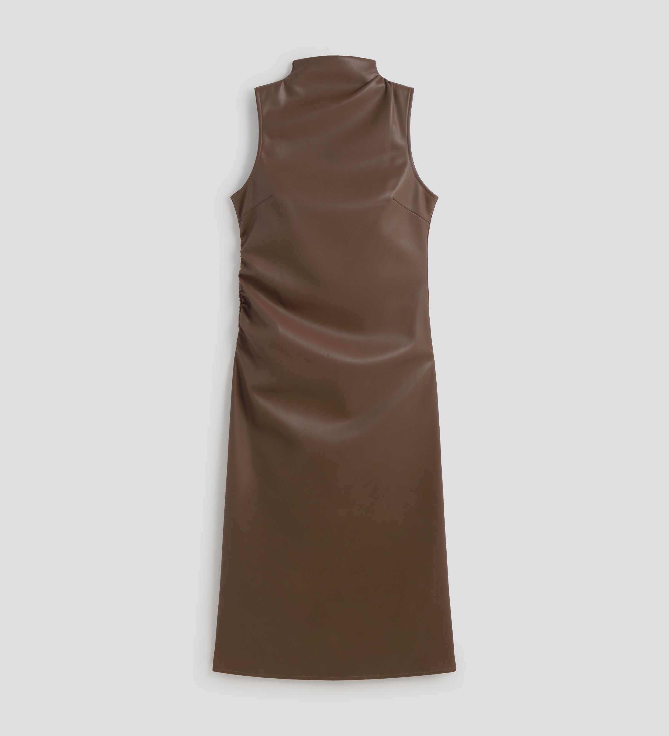 Draped faux leather dress