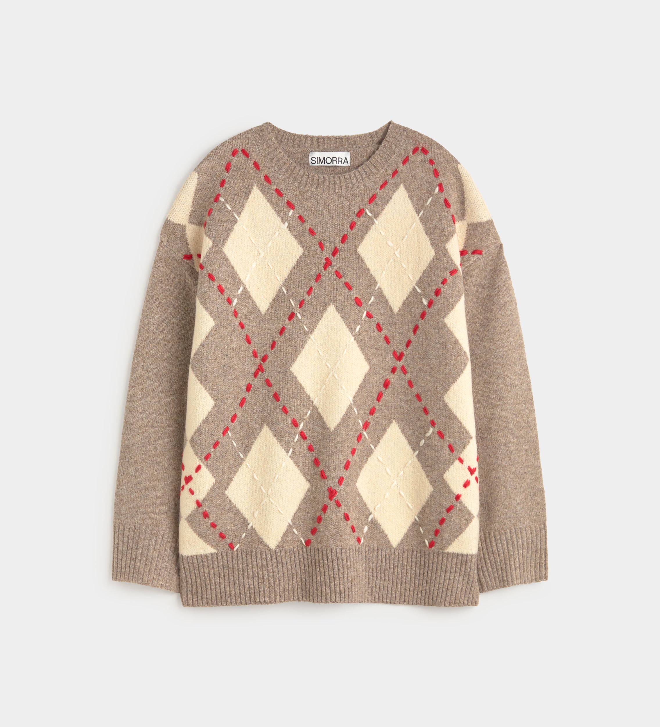 Oversized sweater with diamond pattern