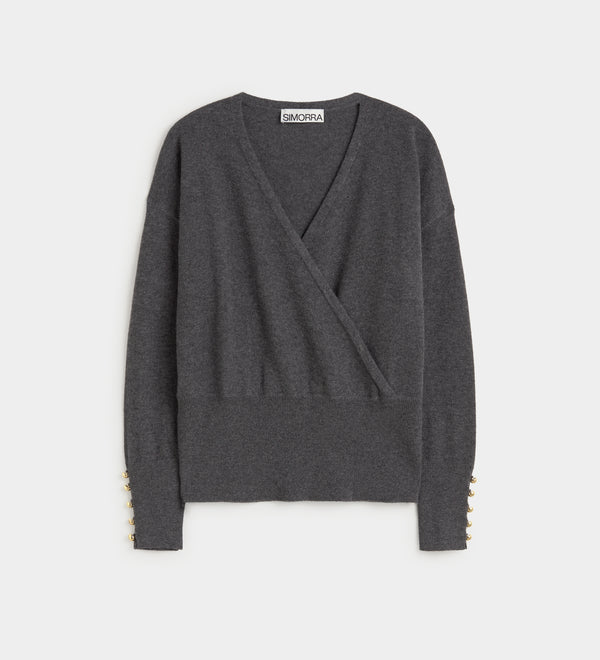 Knit sweater with wrap detail