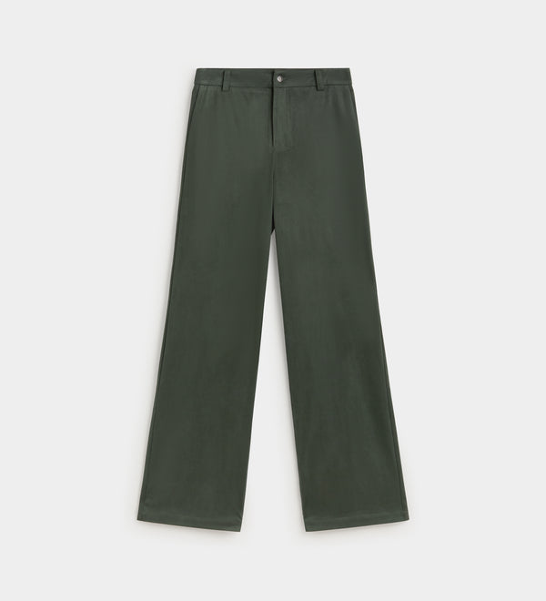 Straight faux suede trousers
