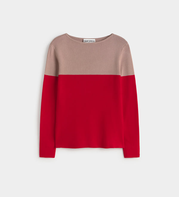 Two-tone knit sweater