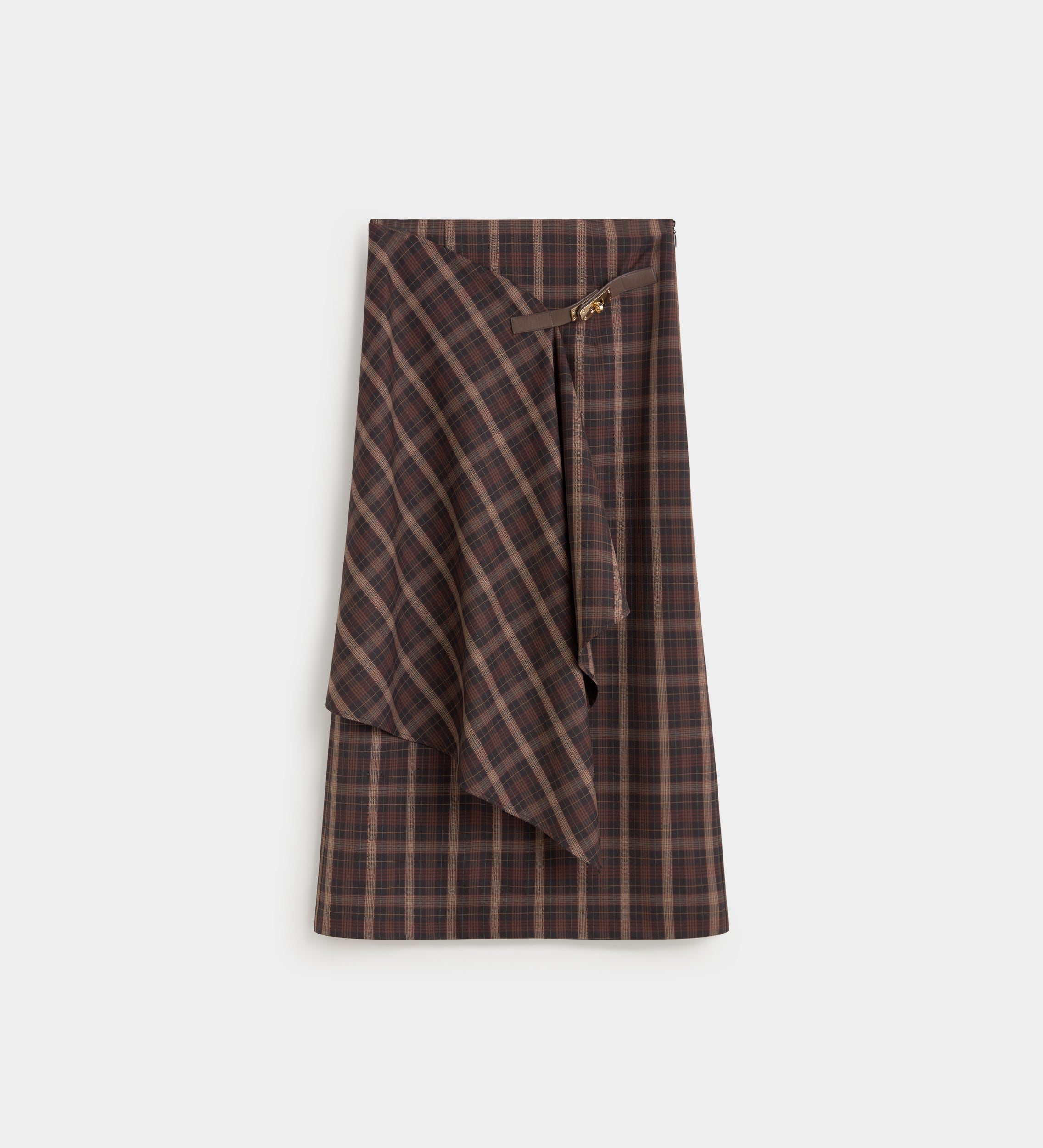 Checked skirt with metal hardware