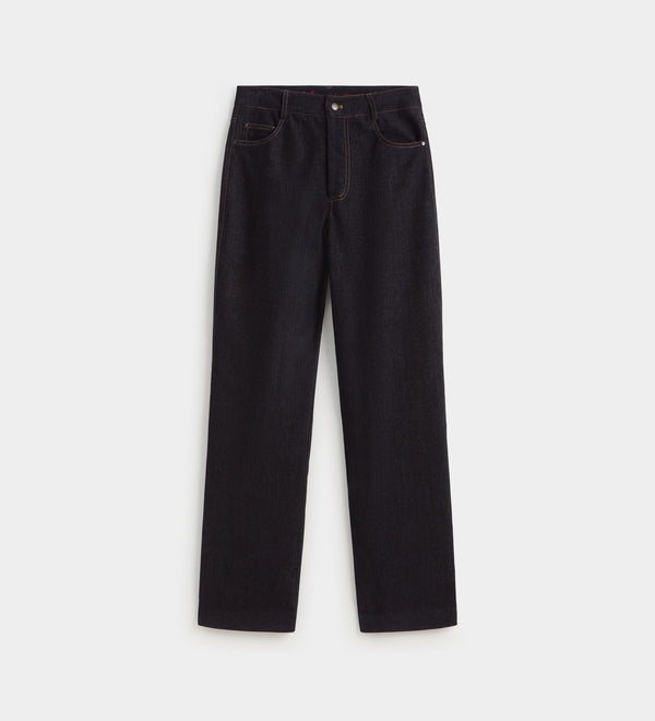 Straight denim-effect trousers