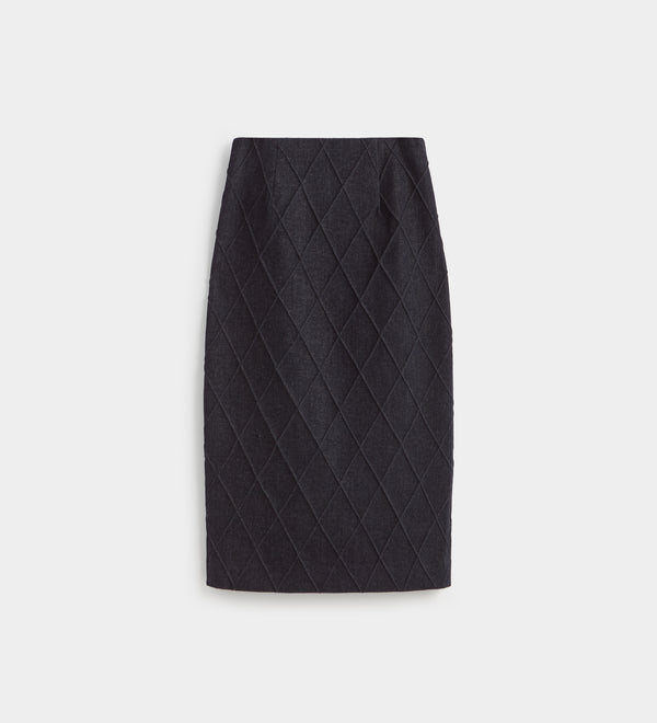 Denim-effect midi skirt