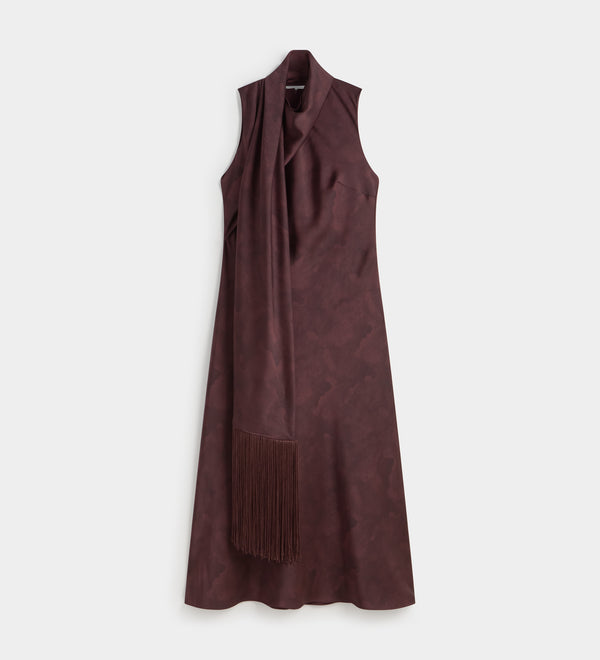 Long satin dress with shawl
