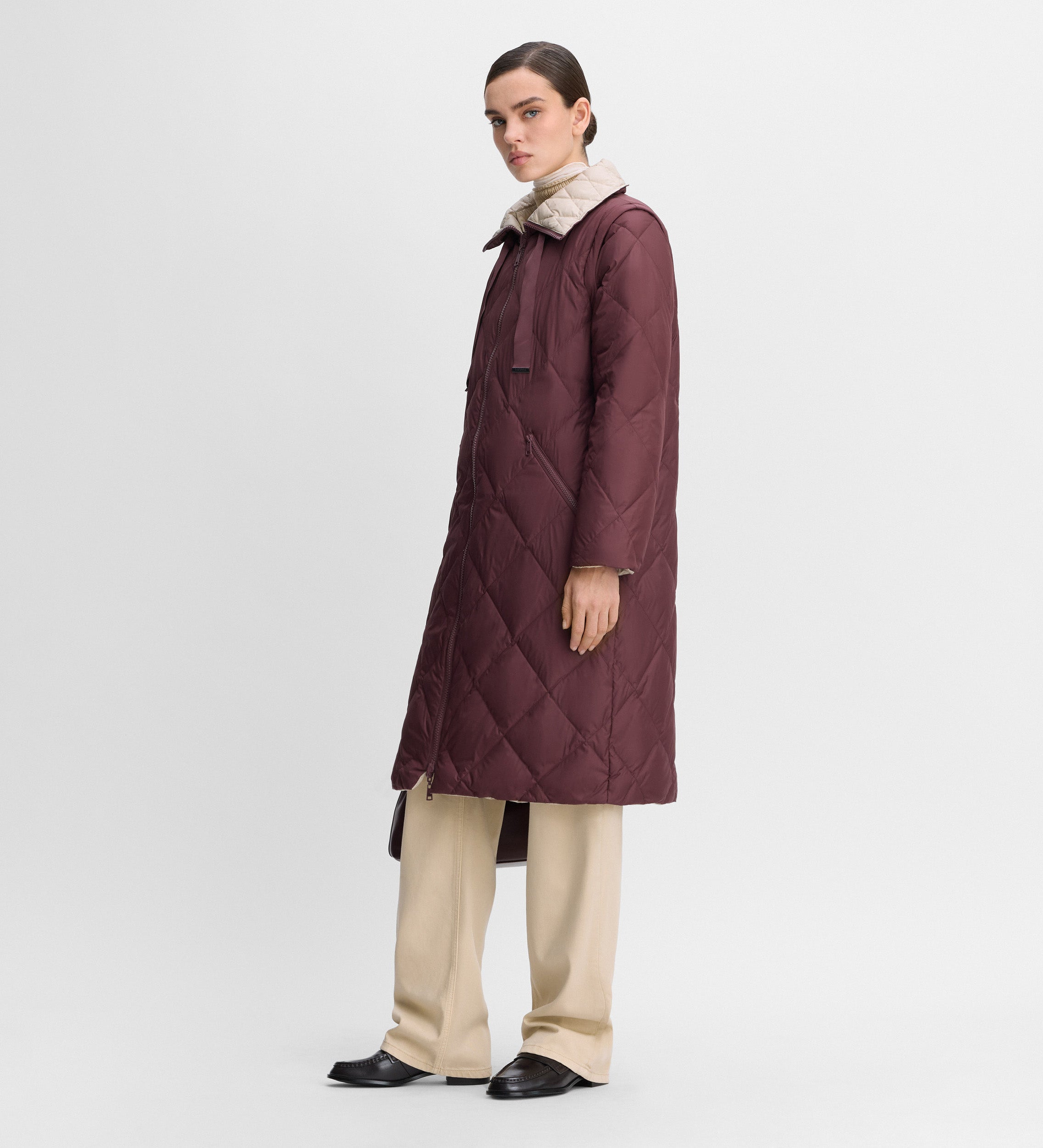 Long reversible down jacket