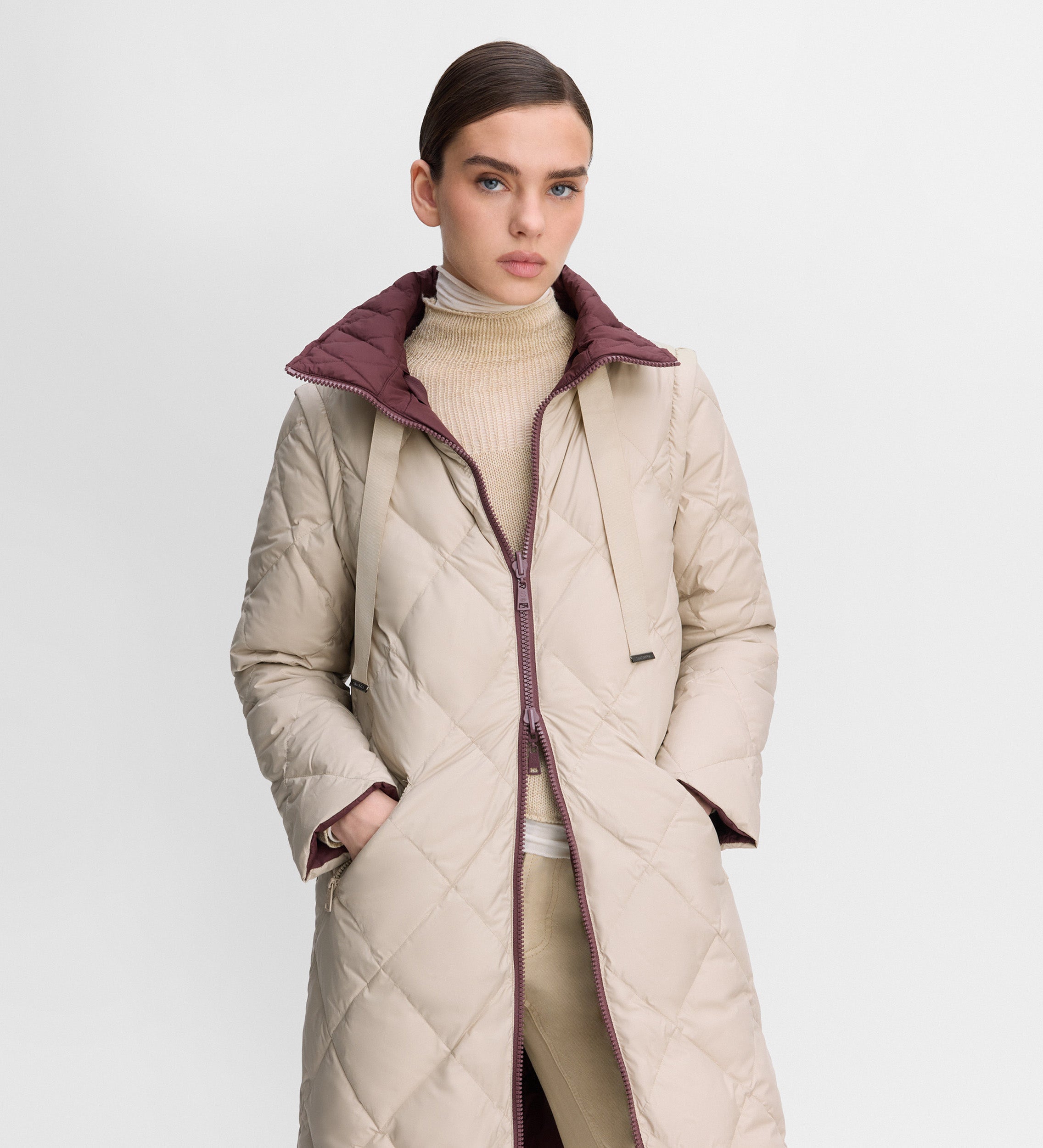 Long reversible down jacket