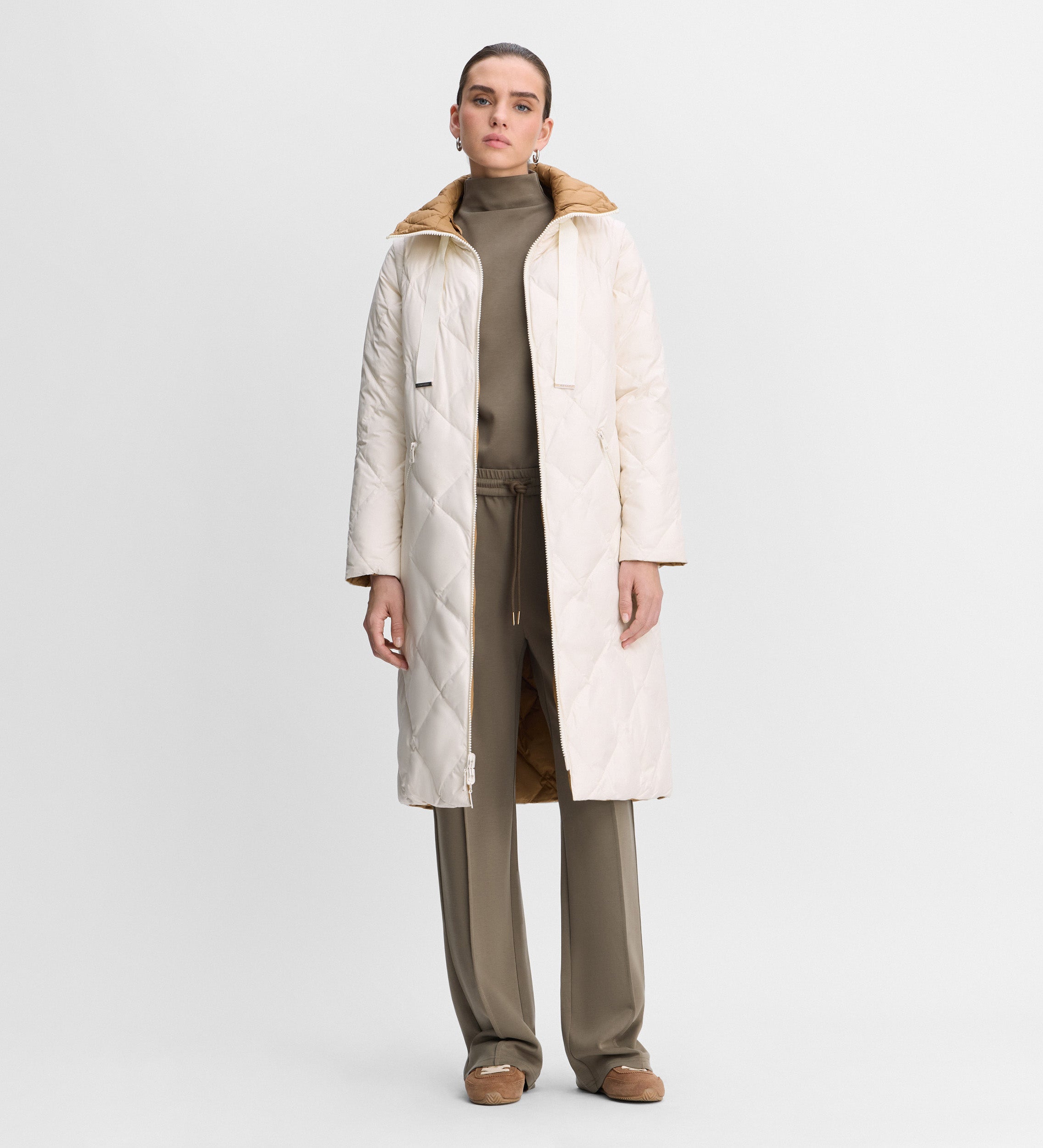 Long reversible down jacket