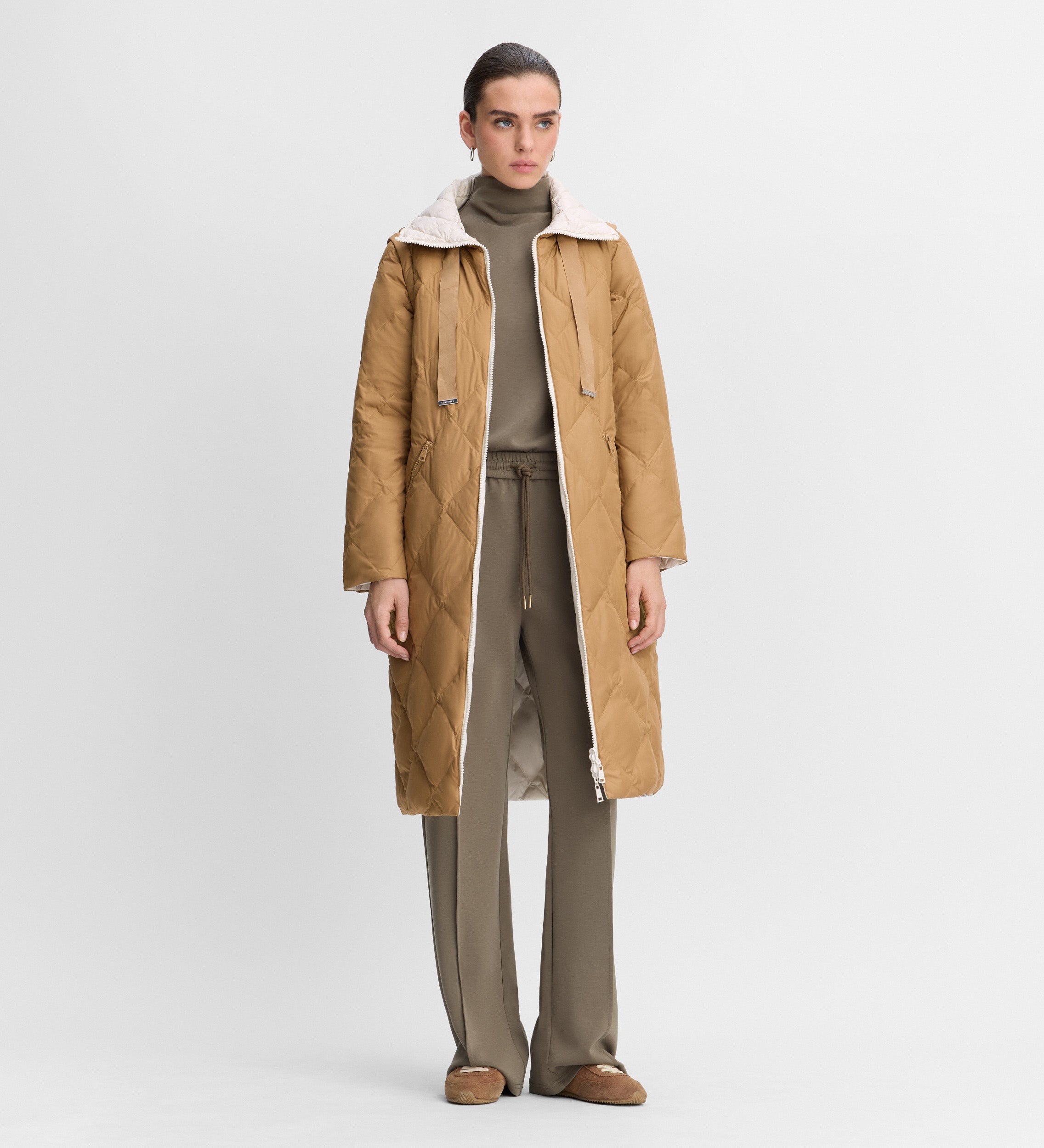 Long reversible down jacket