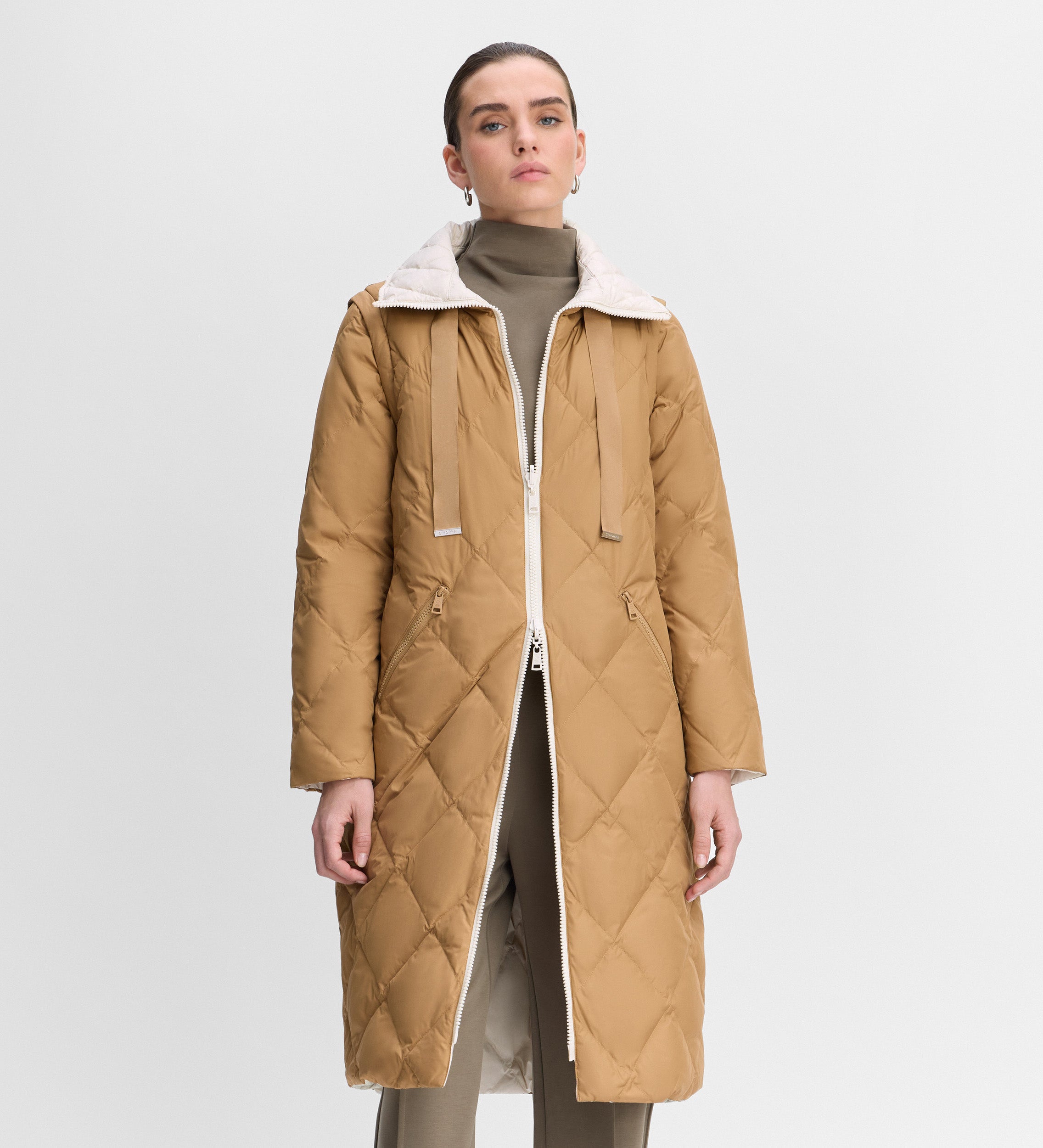 Long reversible down jacket