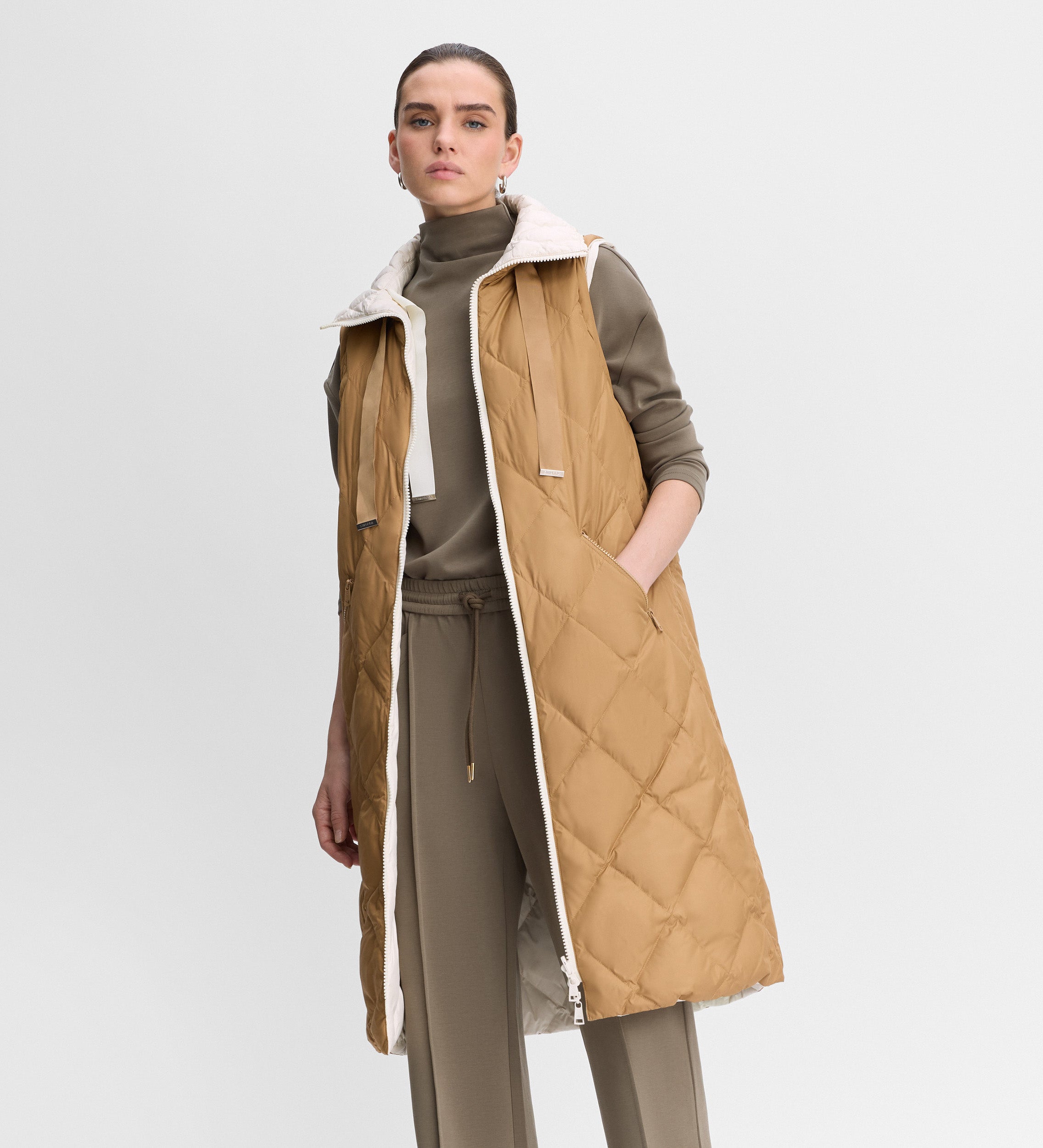 Long reversible down jacket