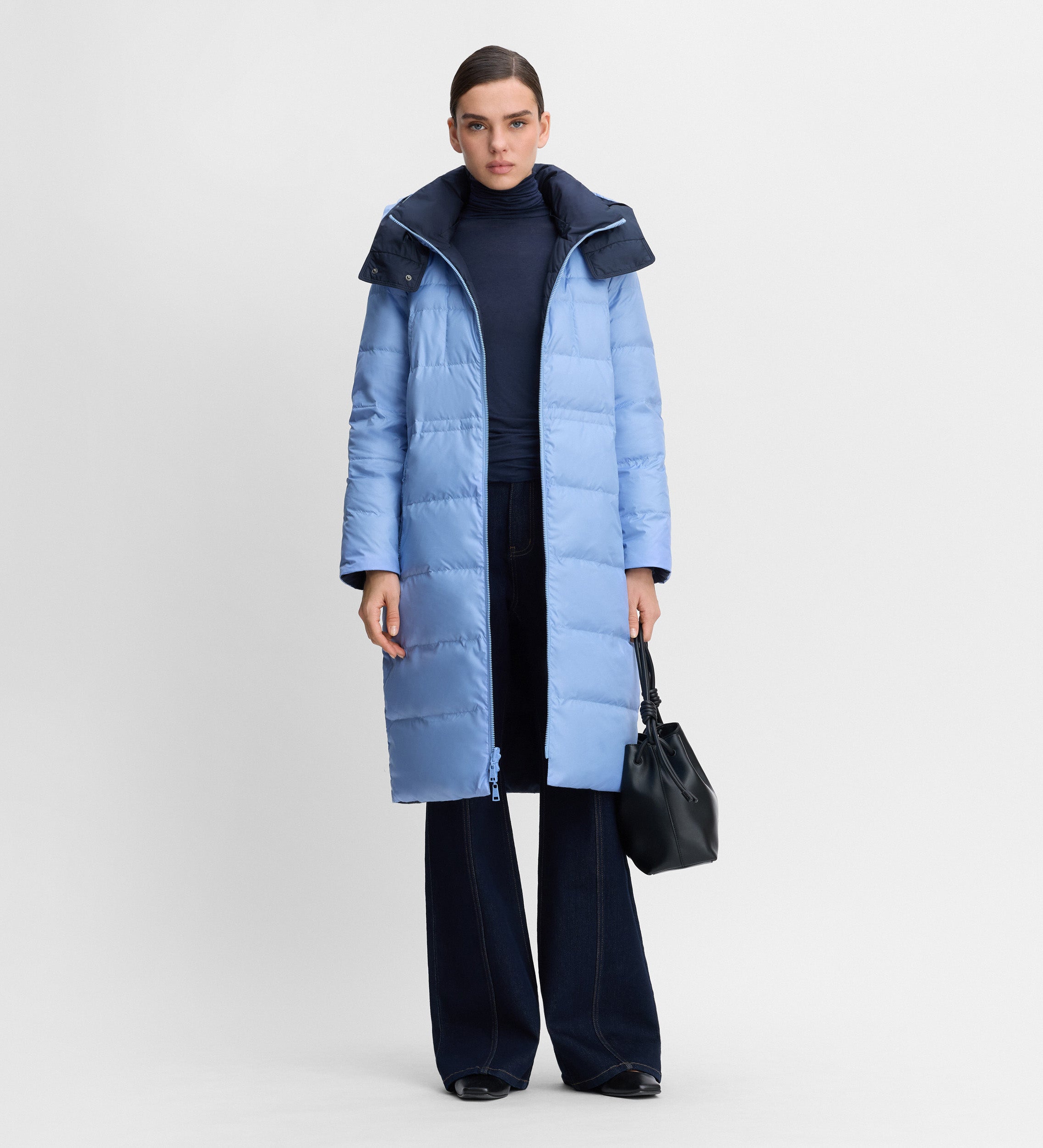 Long reversible down jacket