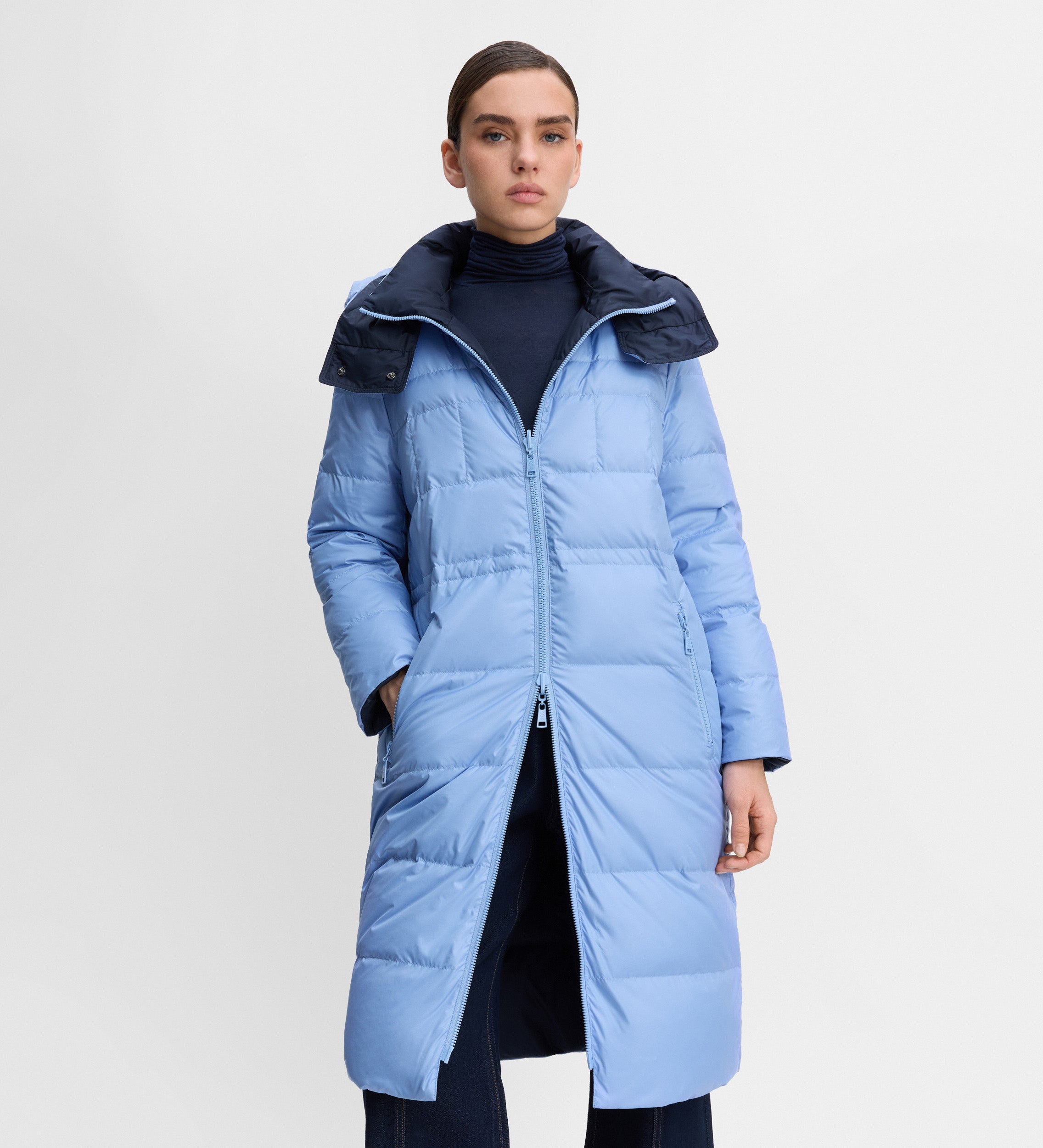 Long reversible down jacket