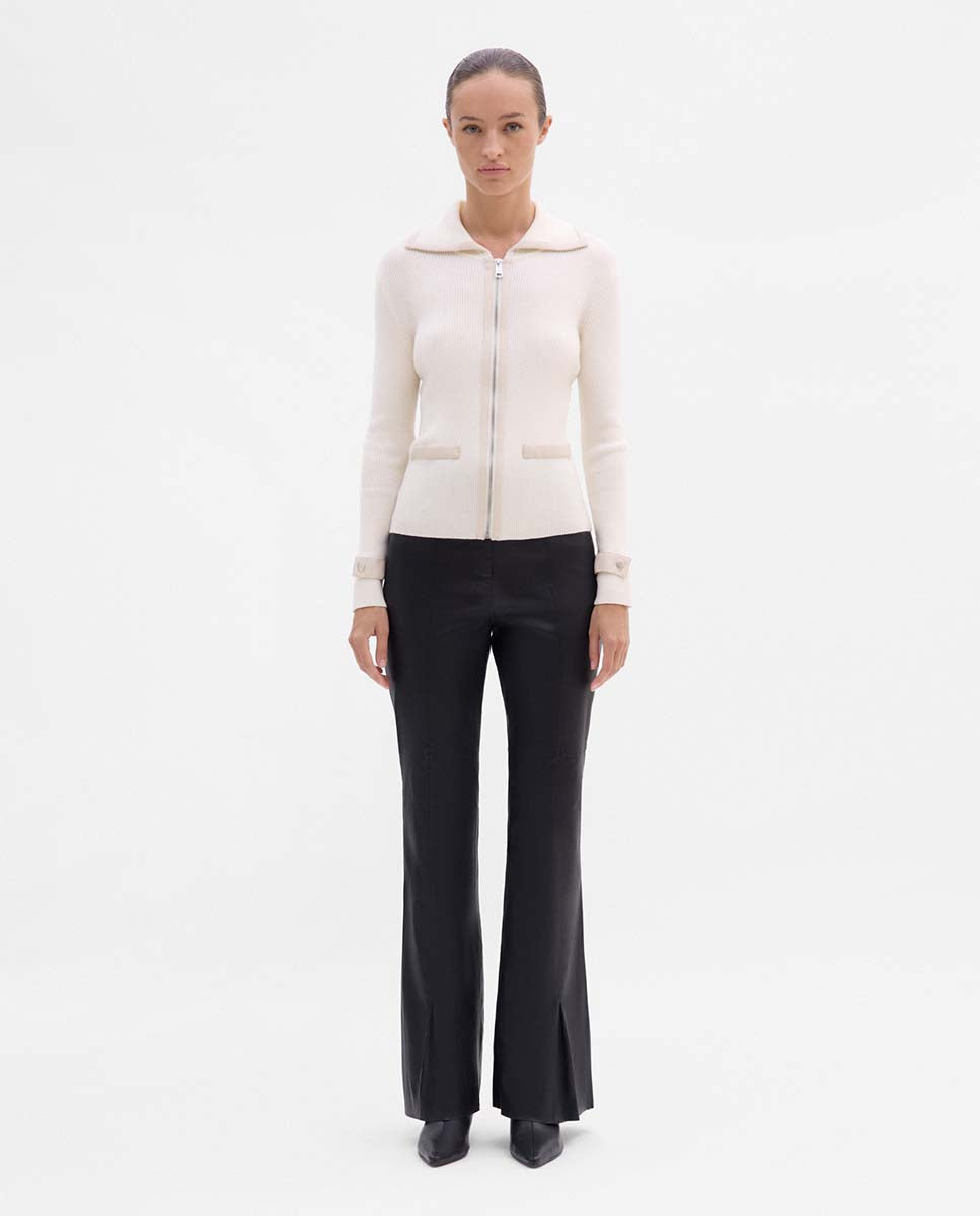 Knitted jacket faux leather