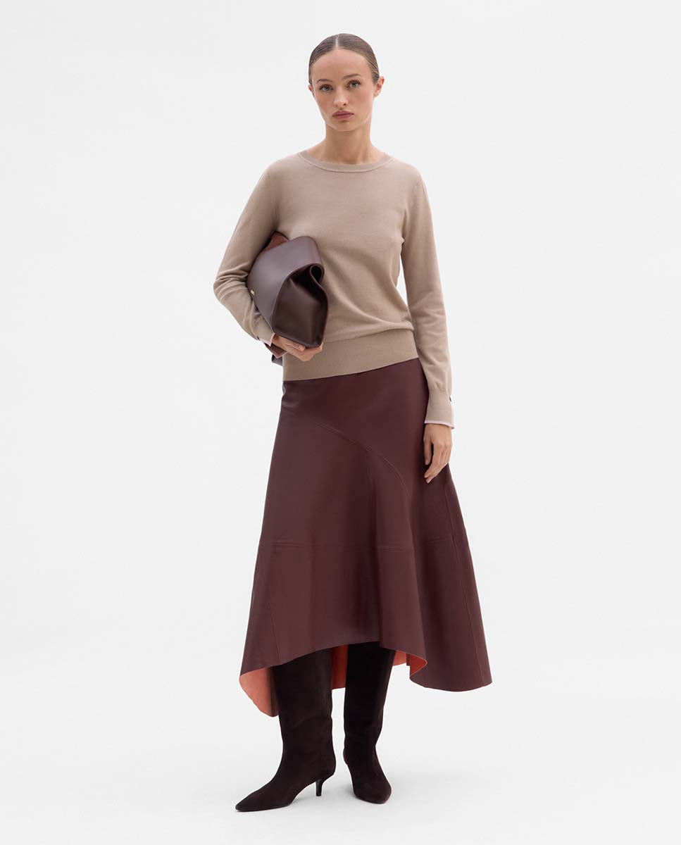 Asymmetrical napa skirt