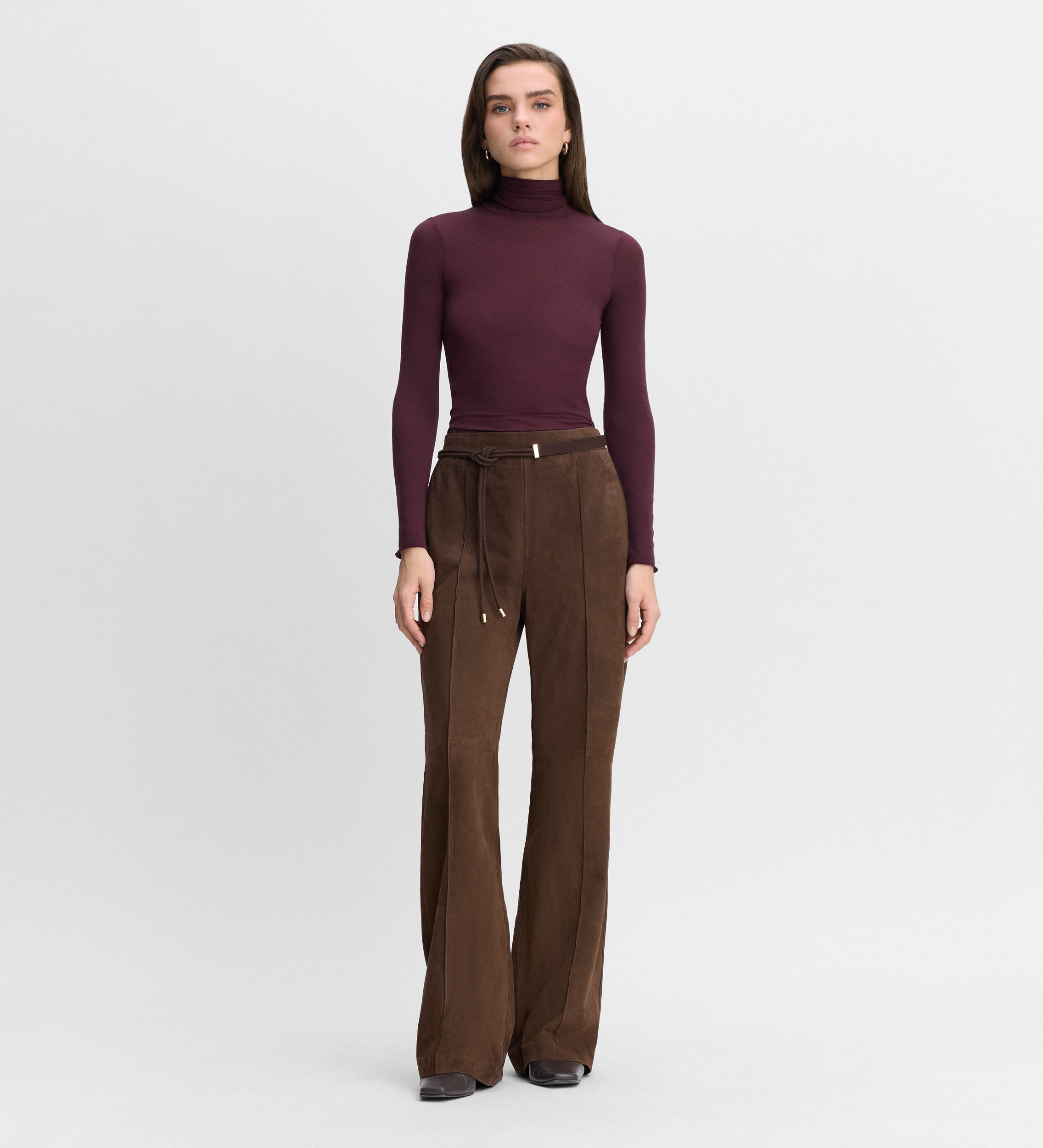 Straight leg suede pants
