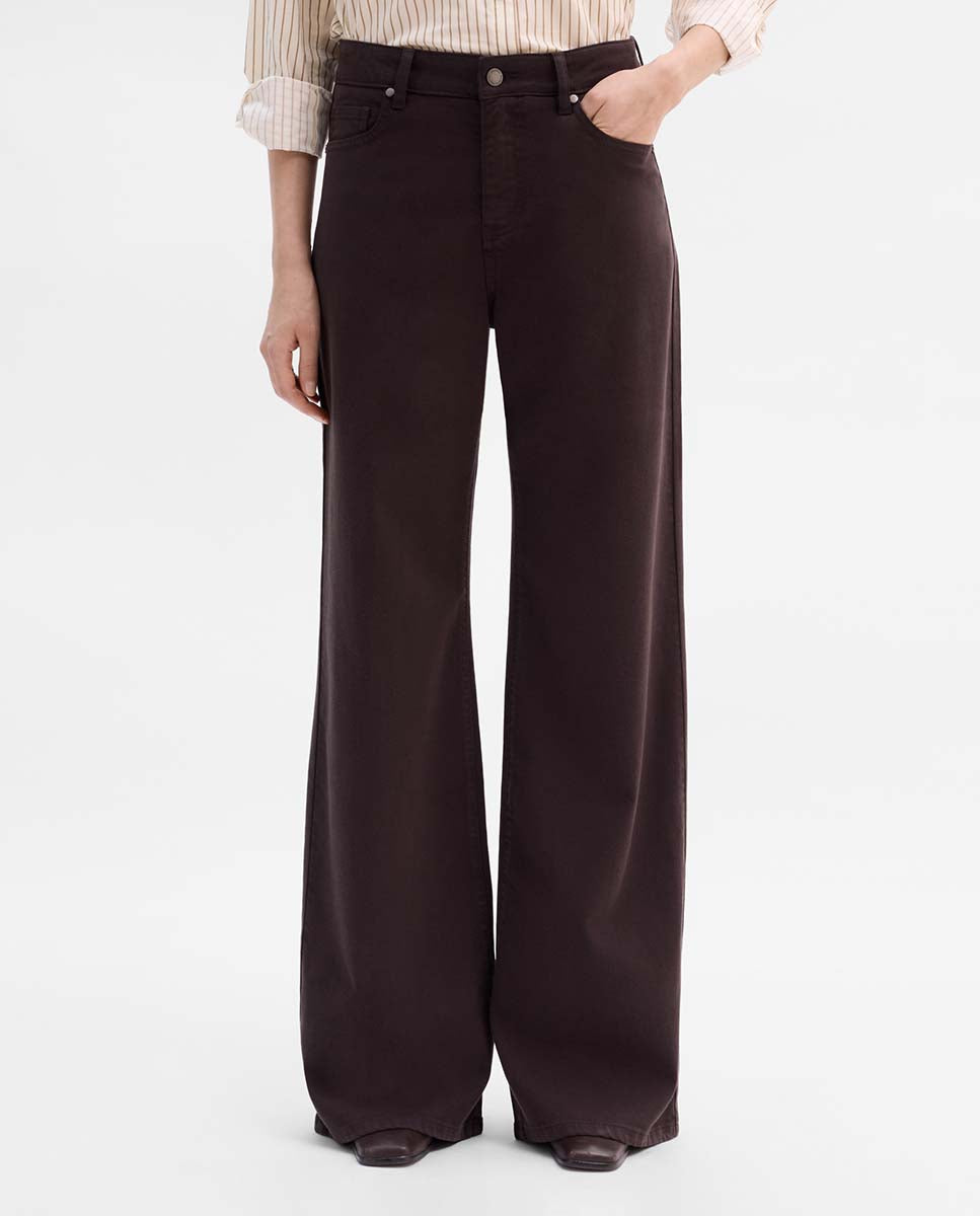 Straight leg suede pants