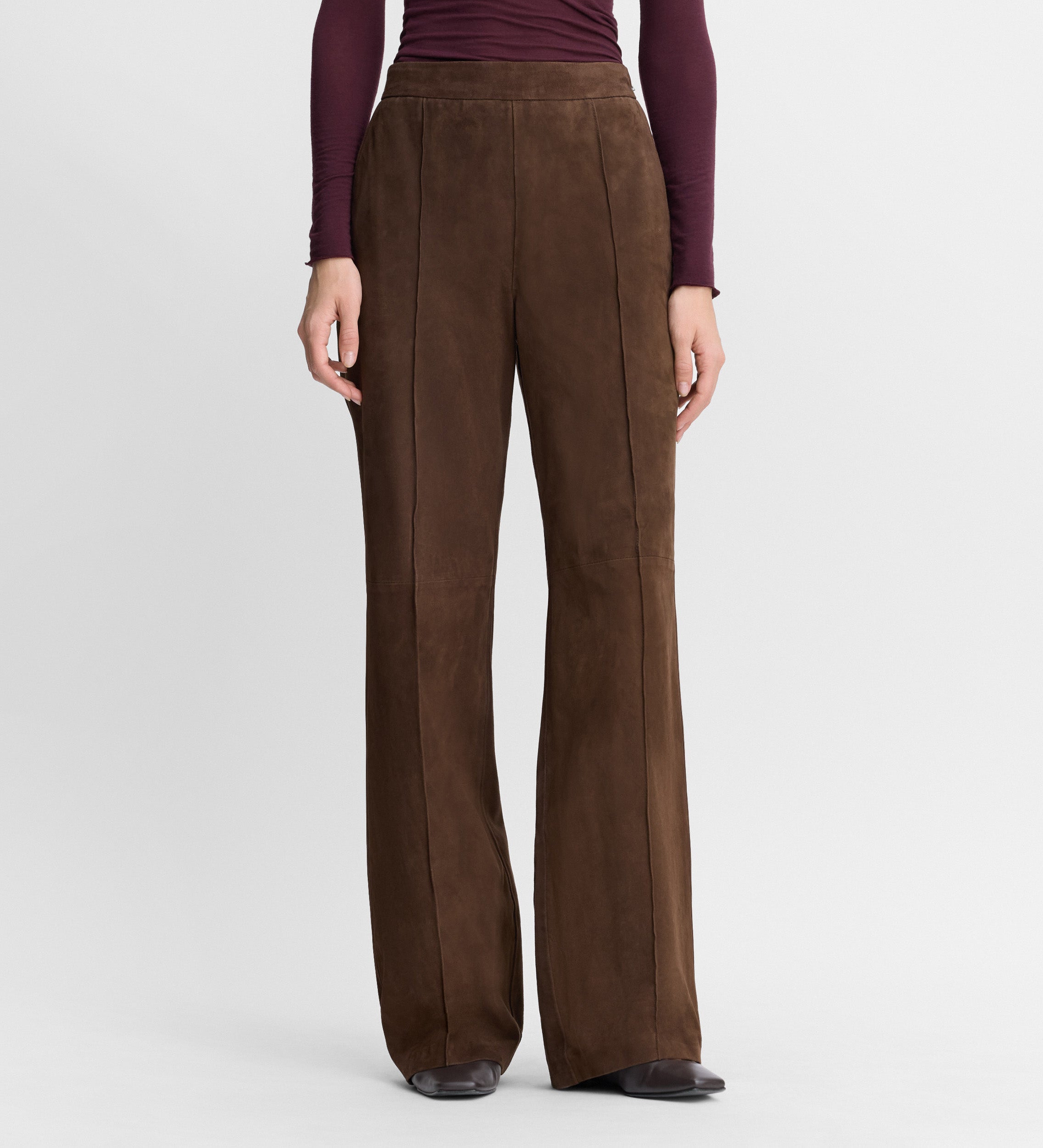 Straight leg suede pants