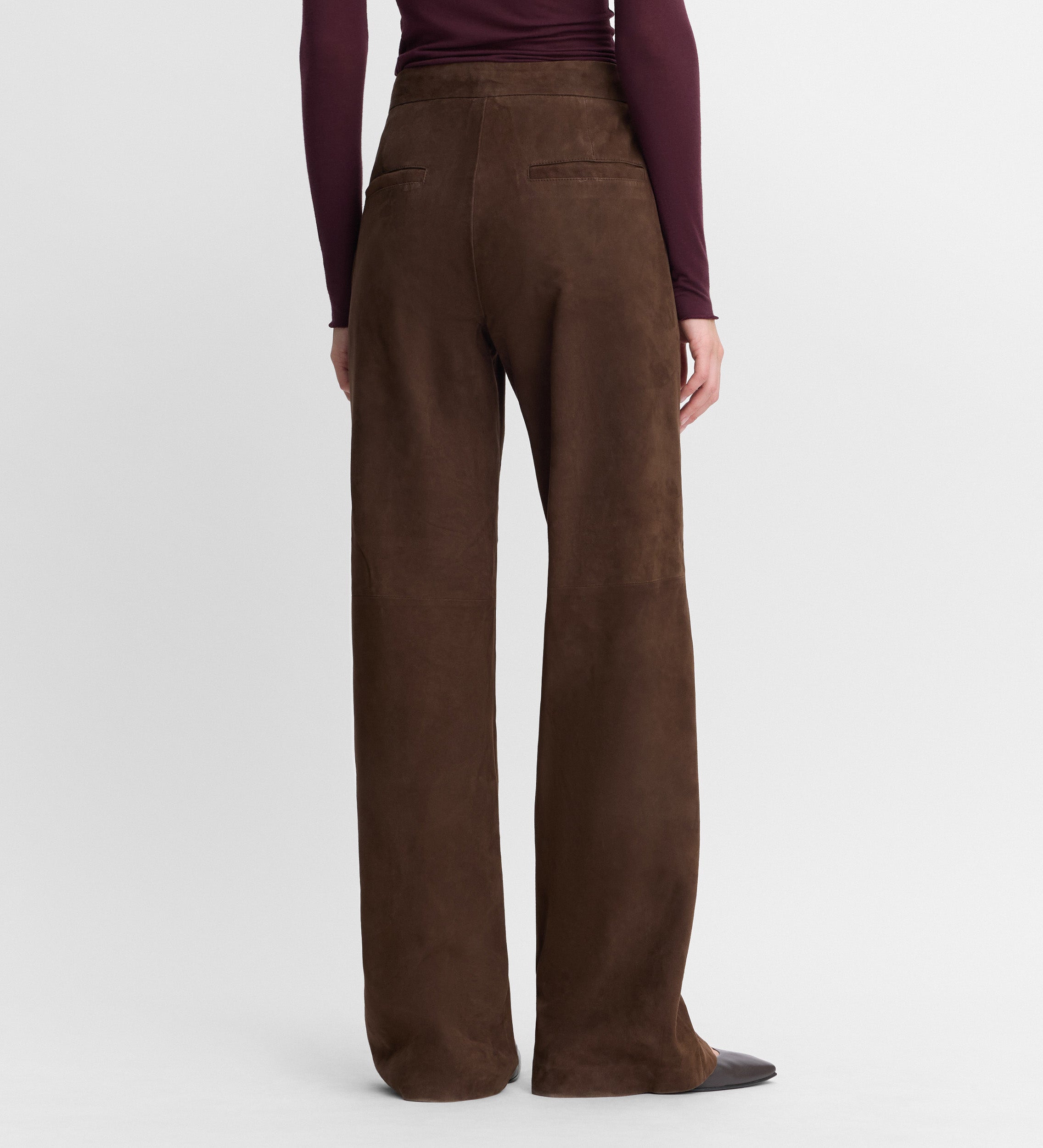 Straight leg suede pants
