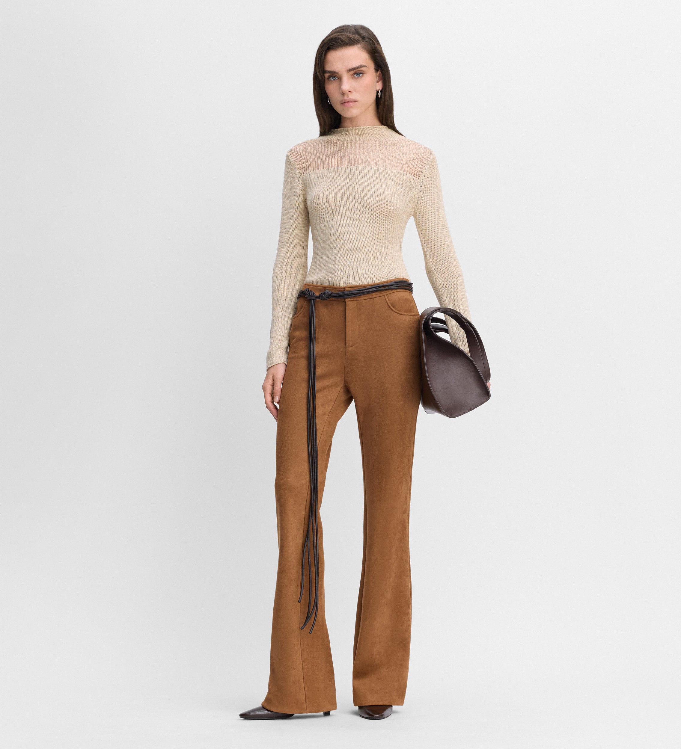 Flared suede pants