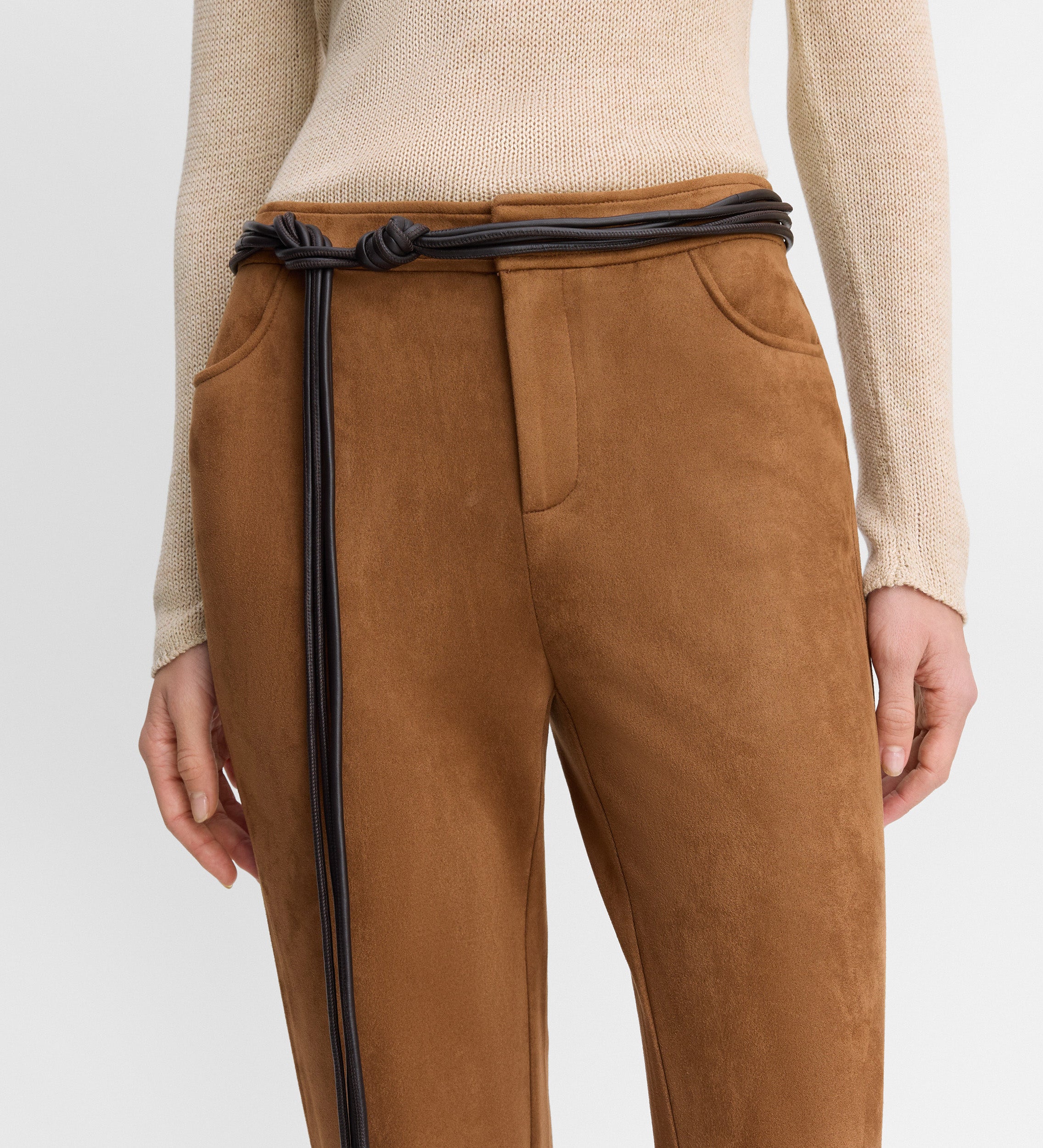 Flared suede pants
