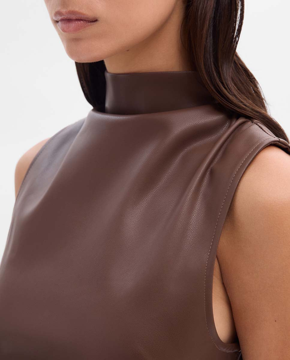 Draped faux leather dress