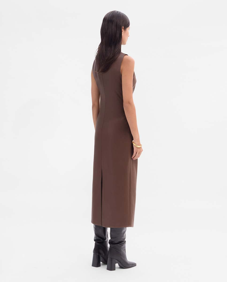 Draped faux leather dress