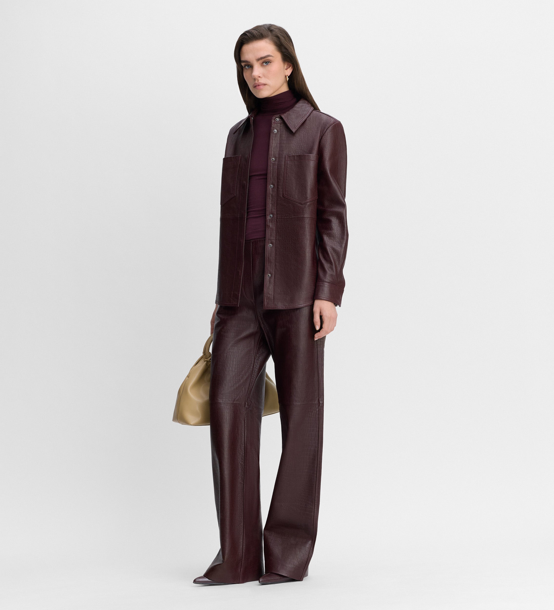 Embossed leather overshirt