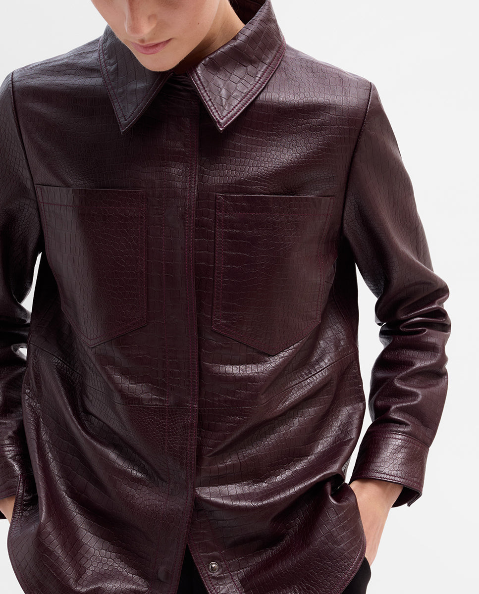 Sobrecamisa de piel grabada