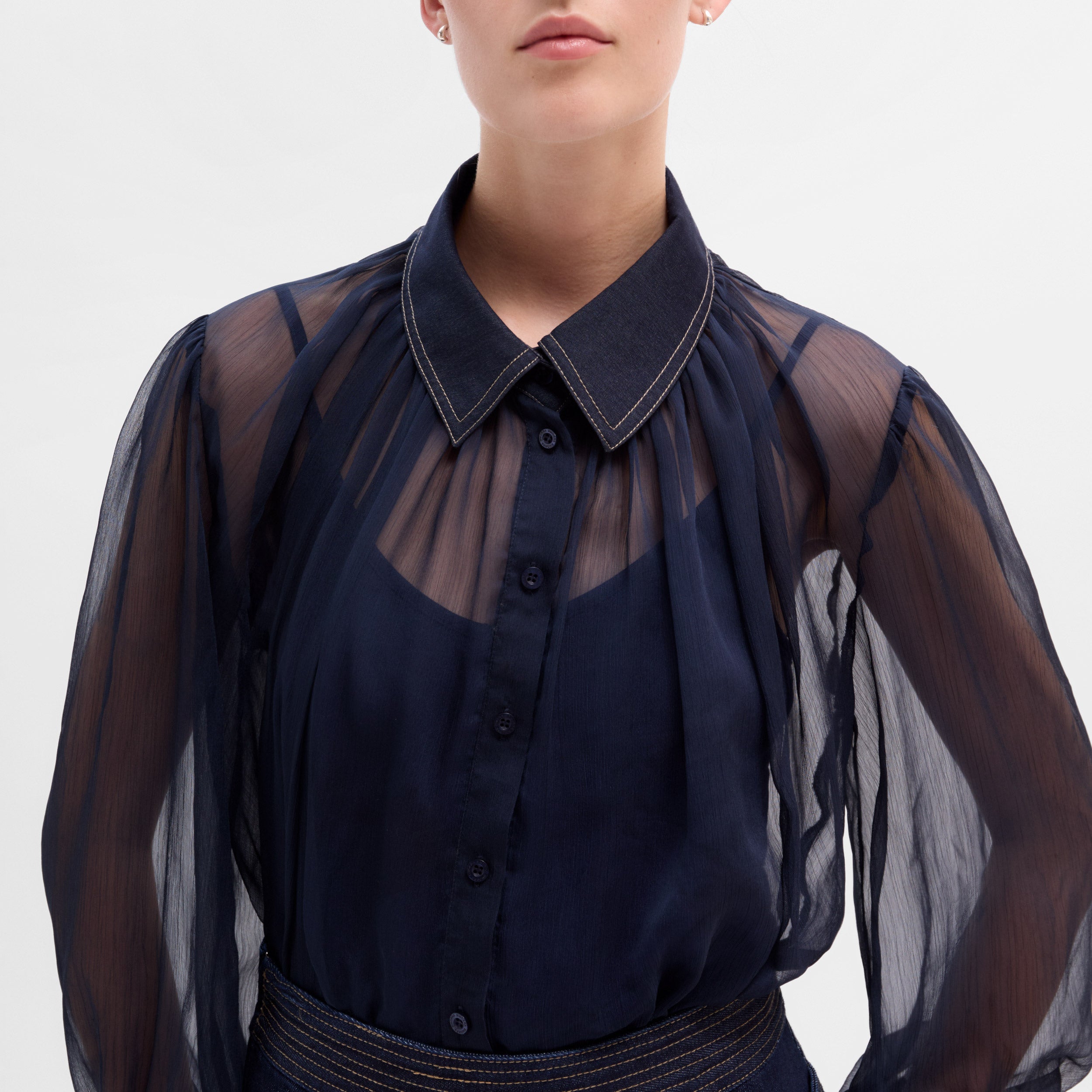 Combined chiffon blouse