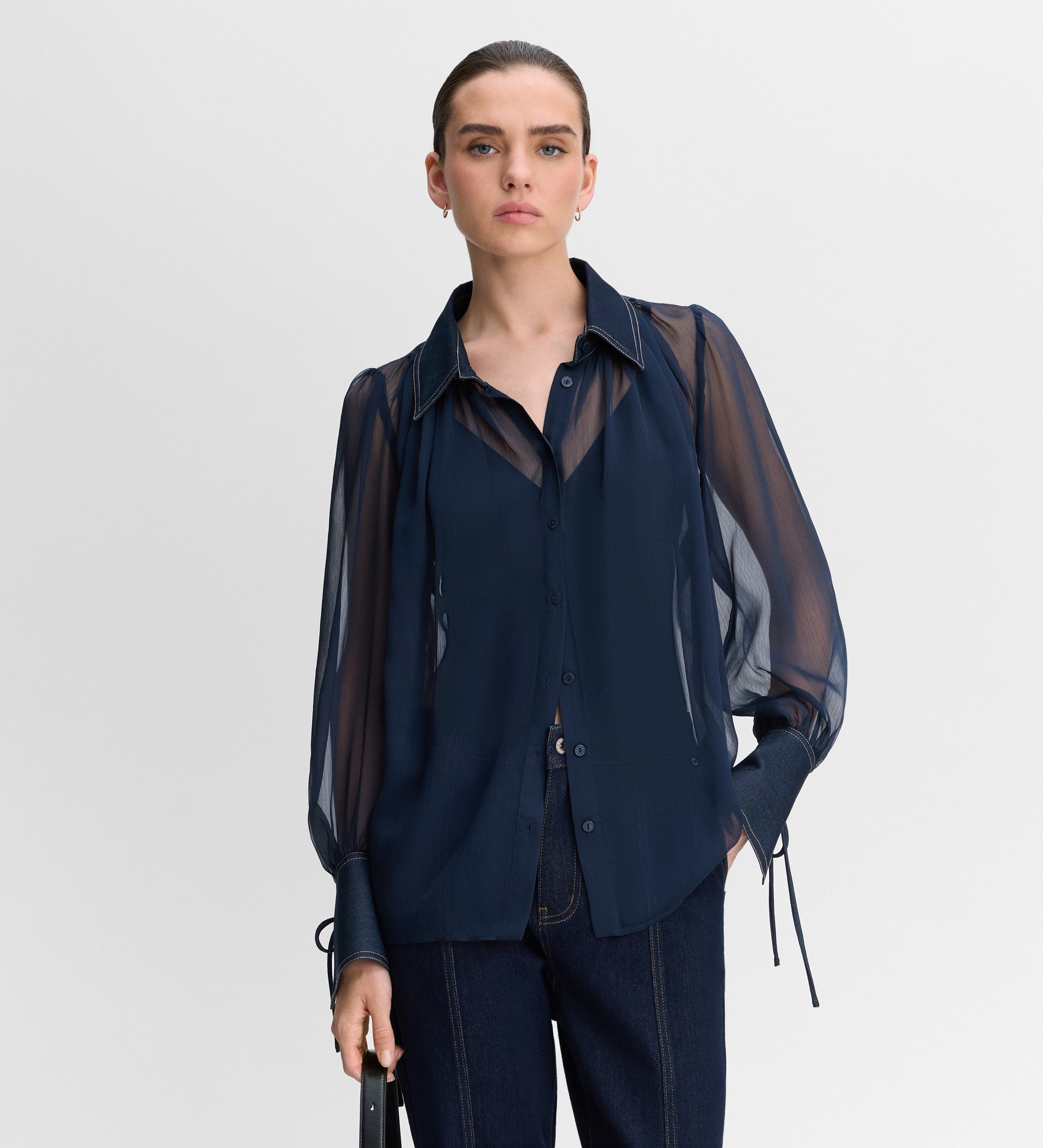 Combined chiffon blouse