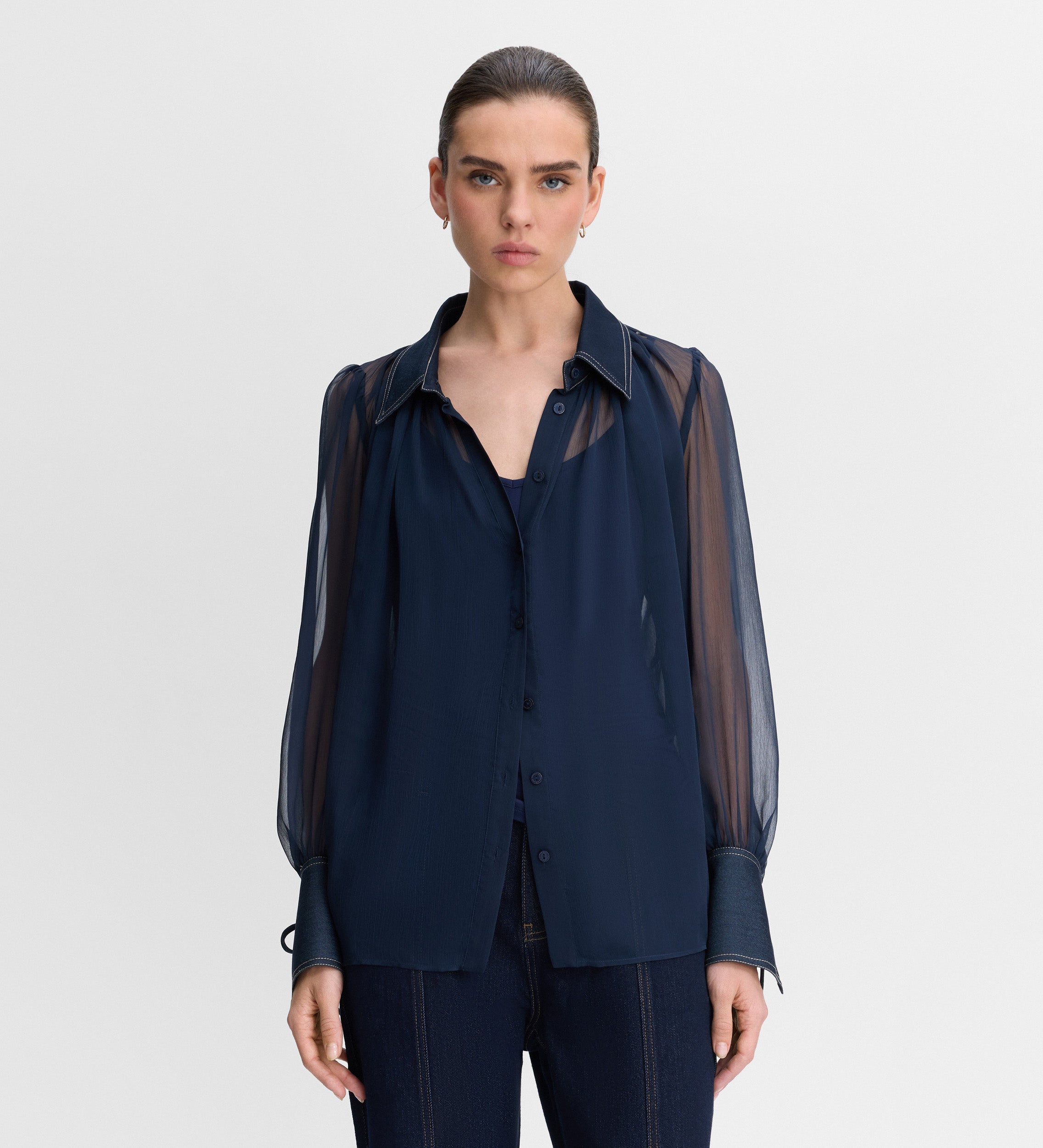 Combined chiffon blouse