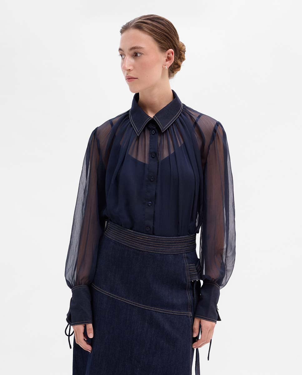 Combined chiffon blouse