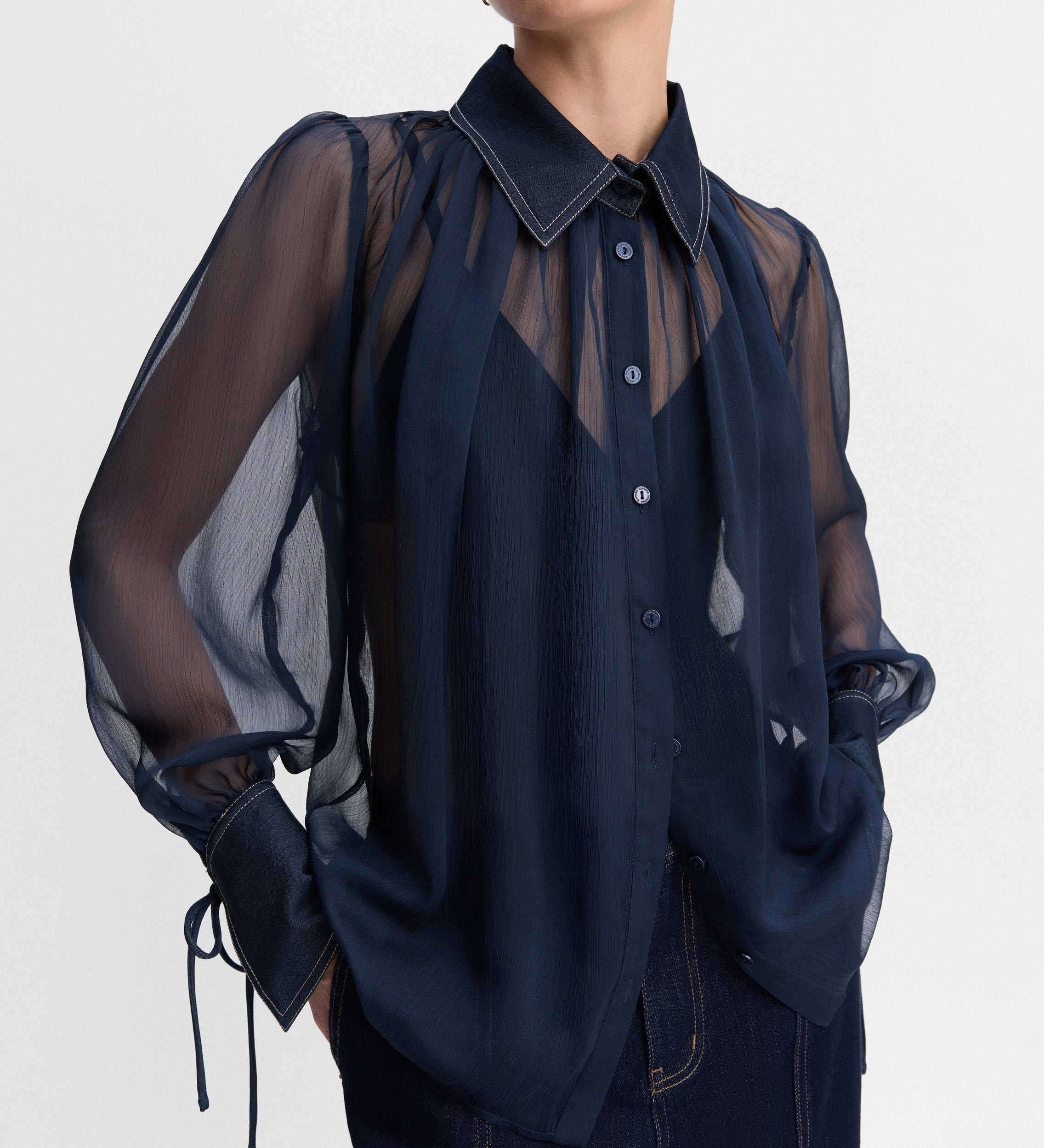 Combined chiffon blouse
